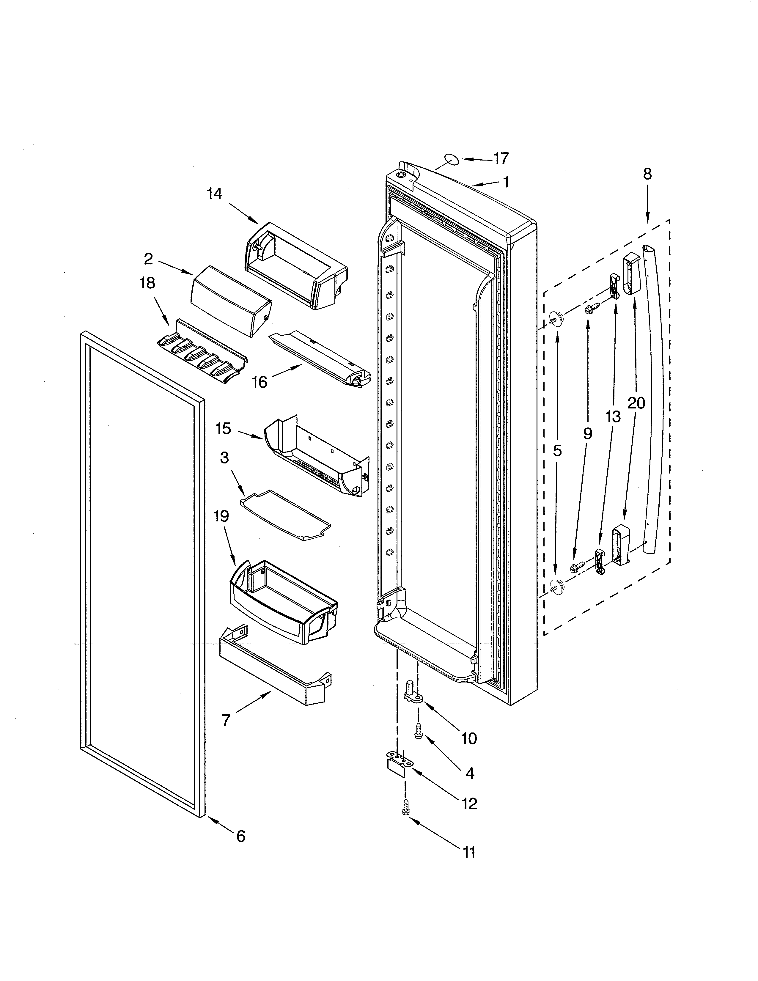 Whirlpool GS6NHAXVK04 refrigerator door diagram