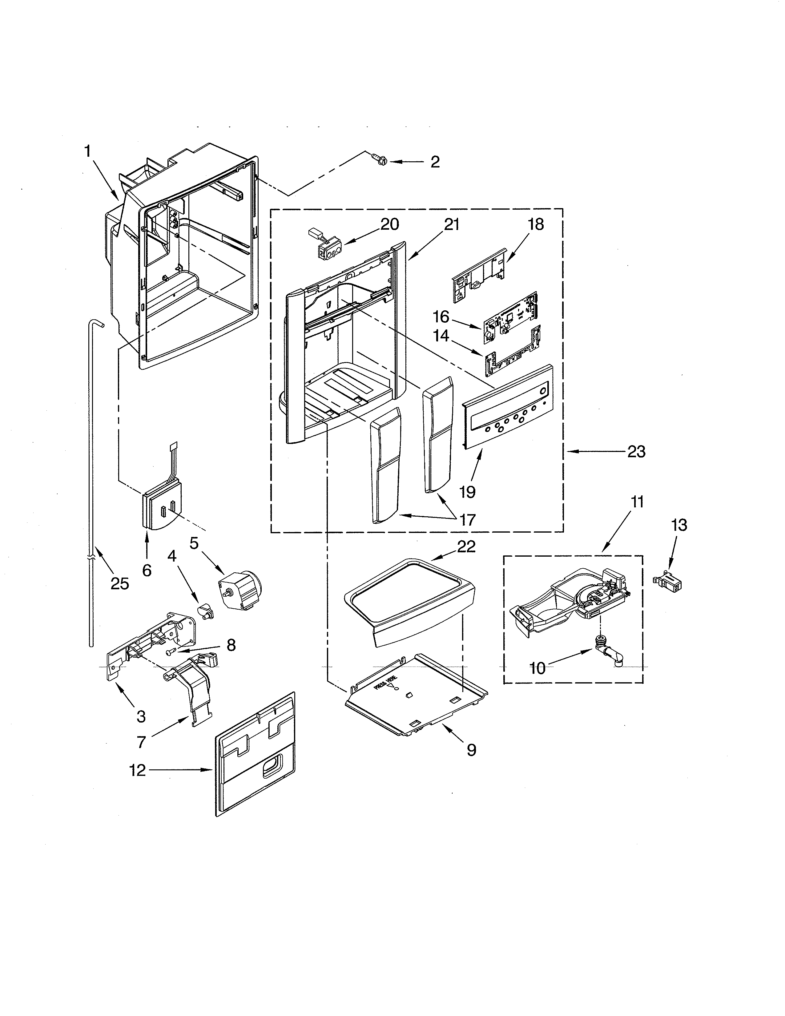 Whirlpool GS6NHAXVK04 dispenser front diagram