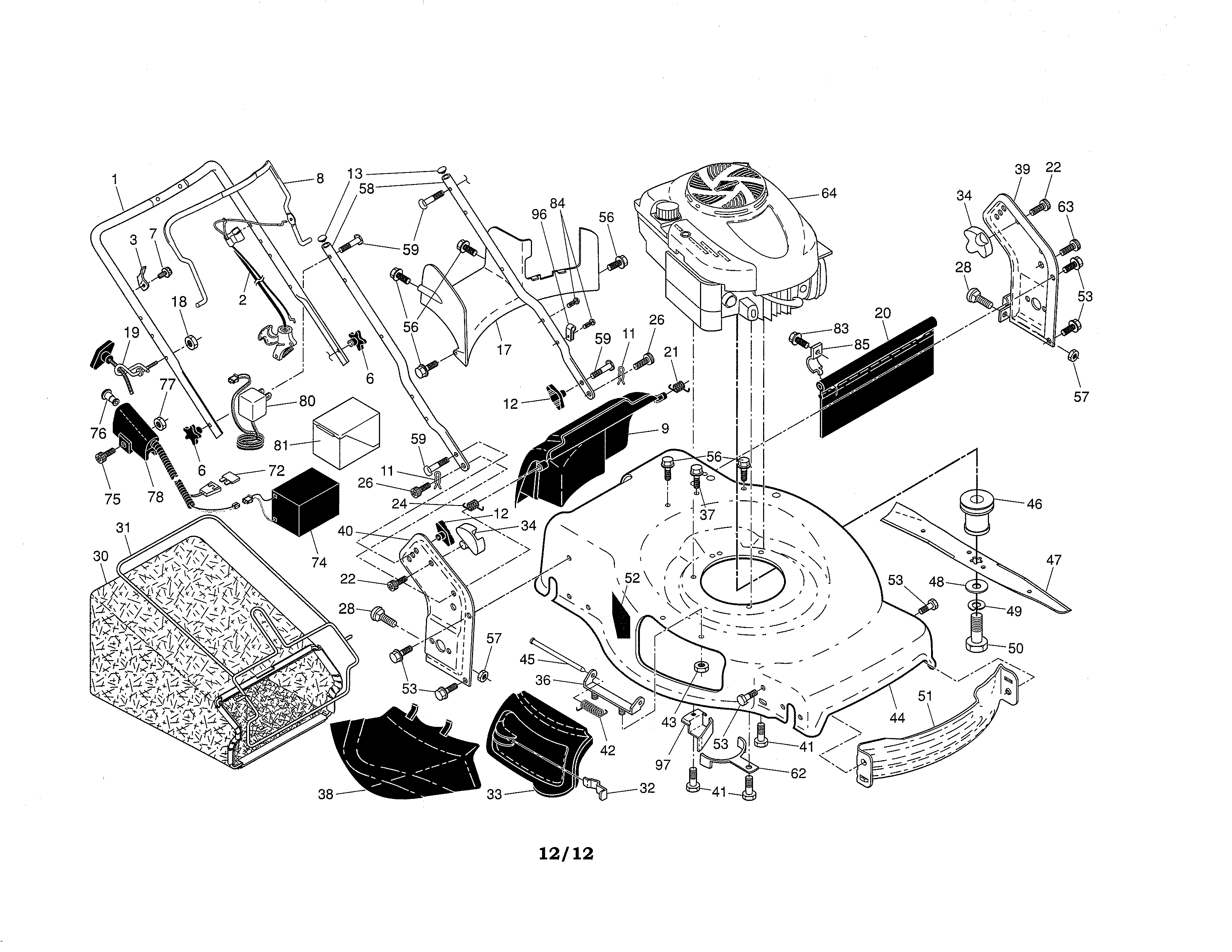 Craftsman 917370931 engine/housing/handle diagram