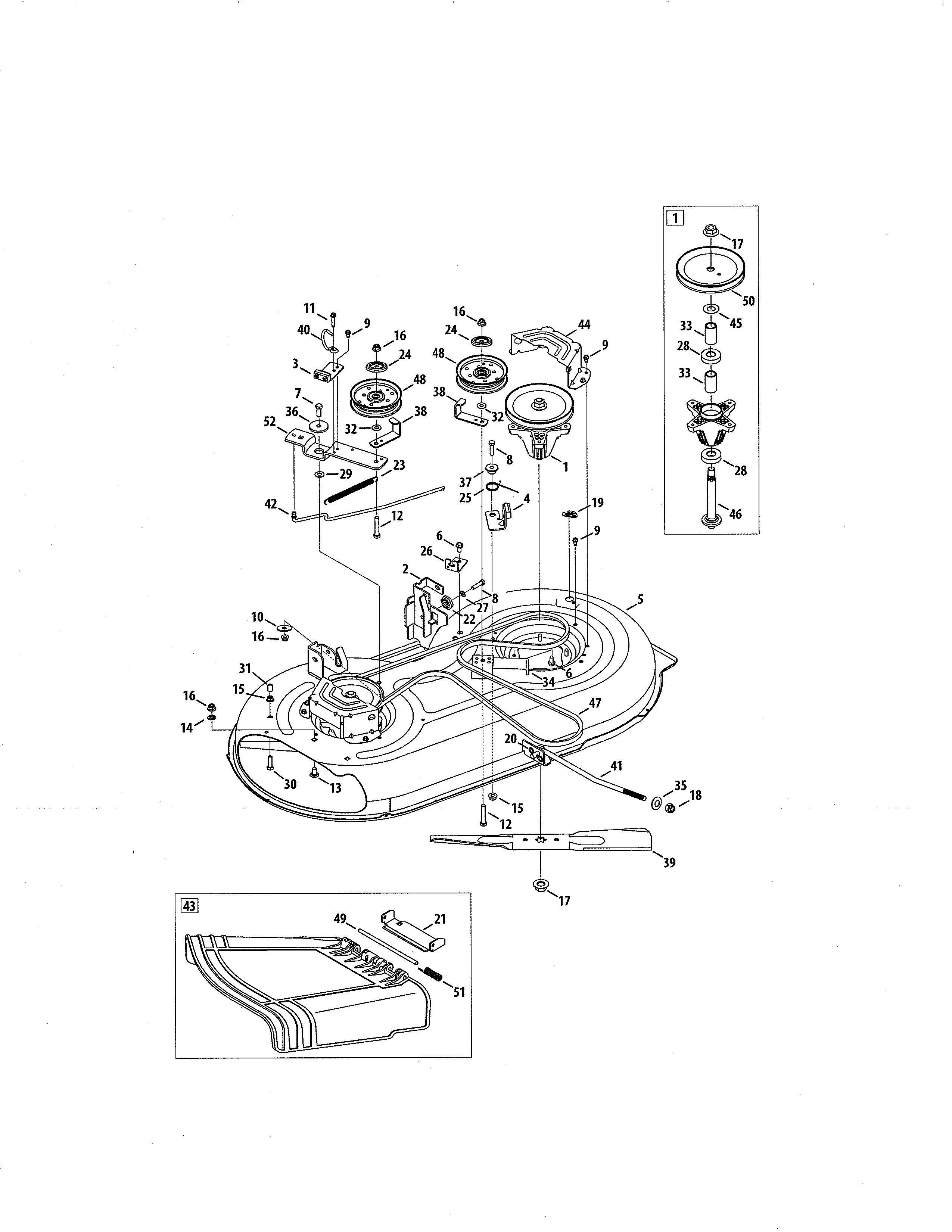 Craftsman 247288820 mower deck/spindle pulley diagram