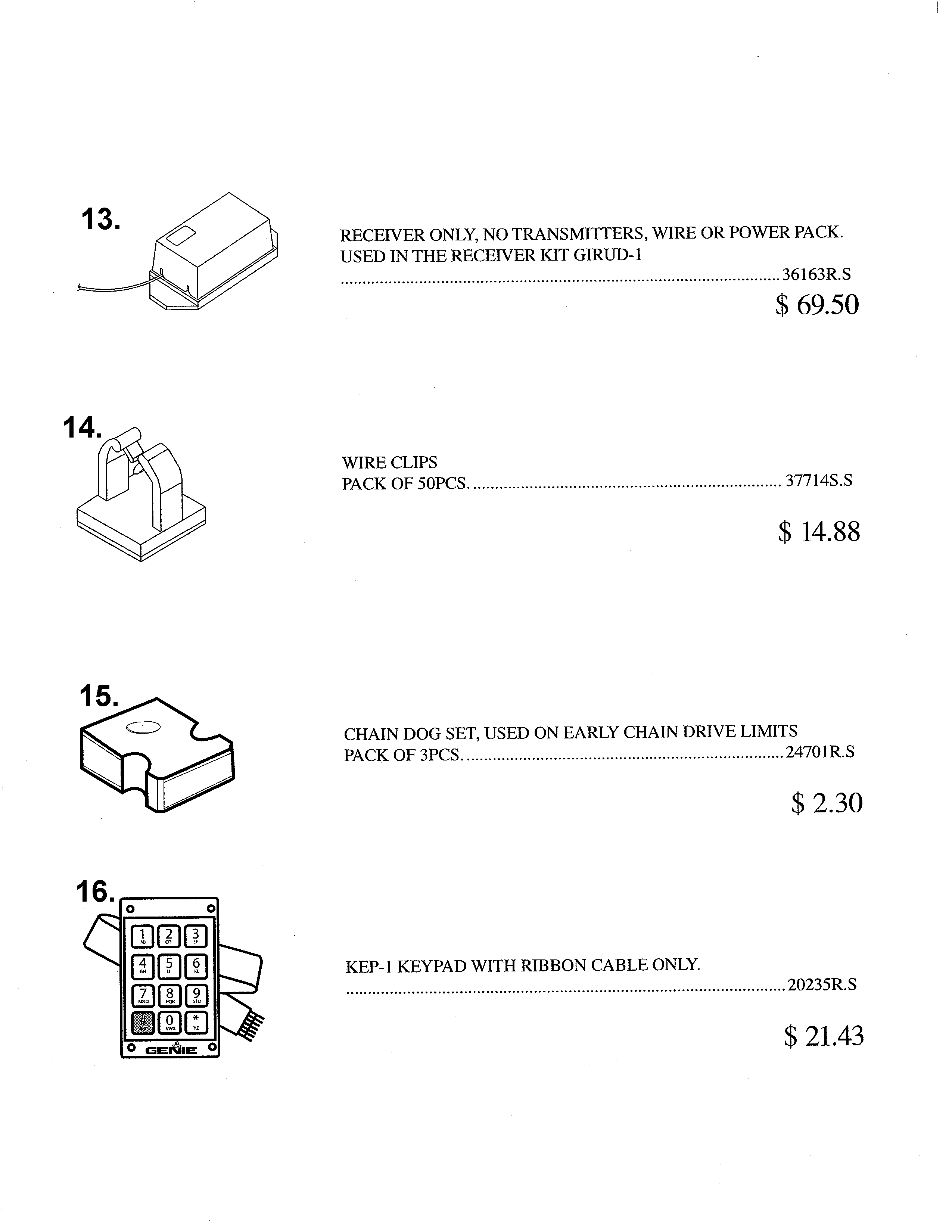 Genie INTELLIG 1200 service parts diagram