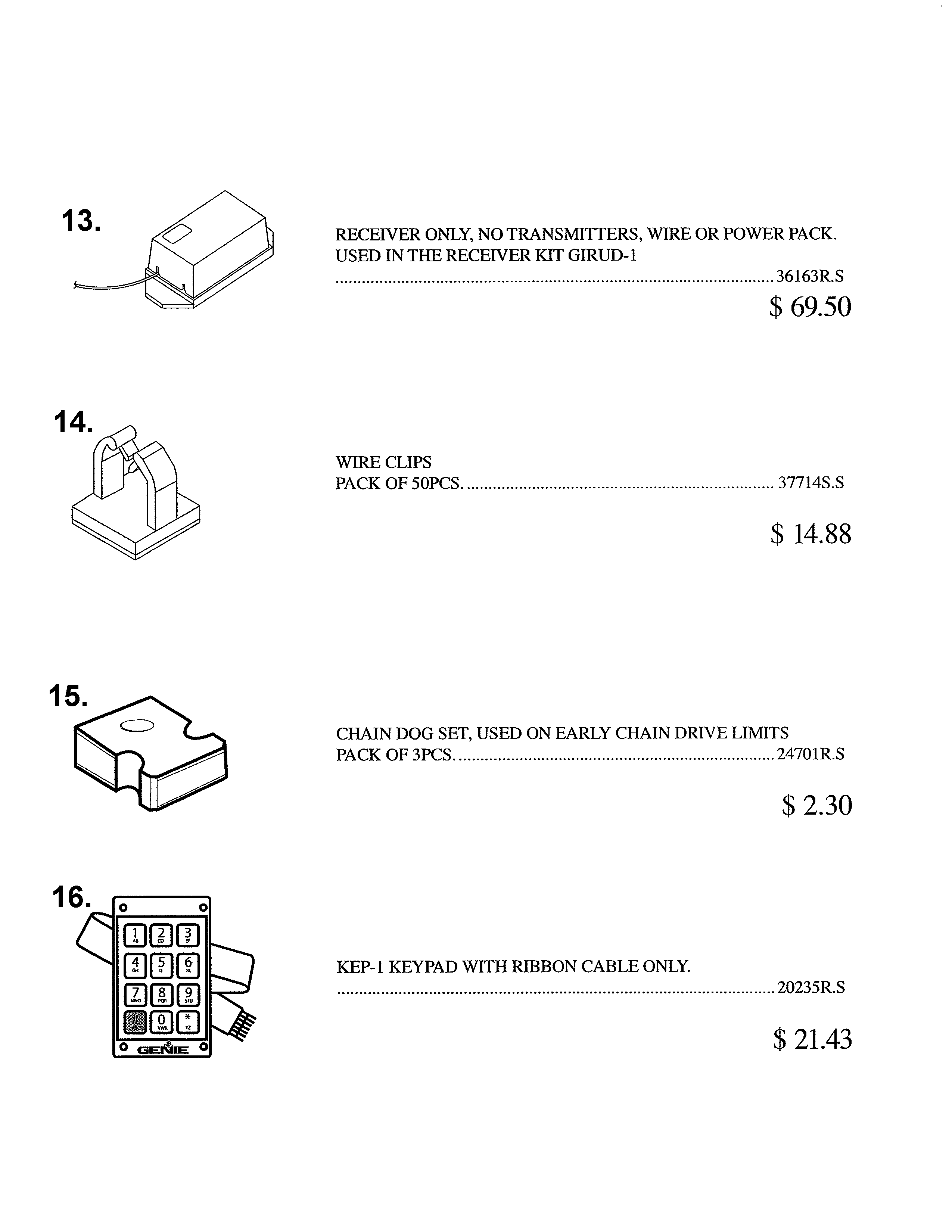Genie INTELLIG 1000 (3024) service parts diagram