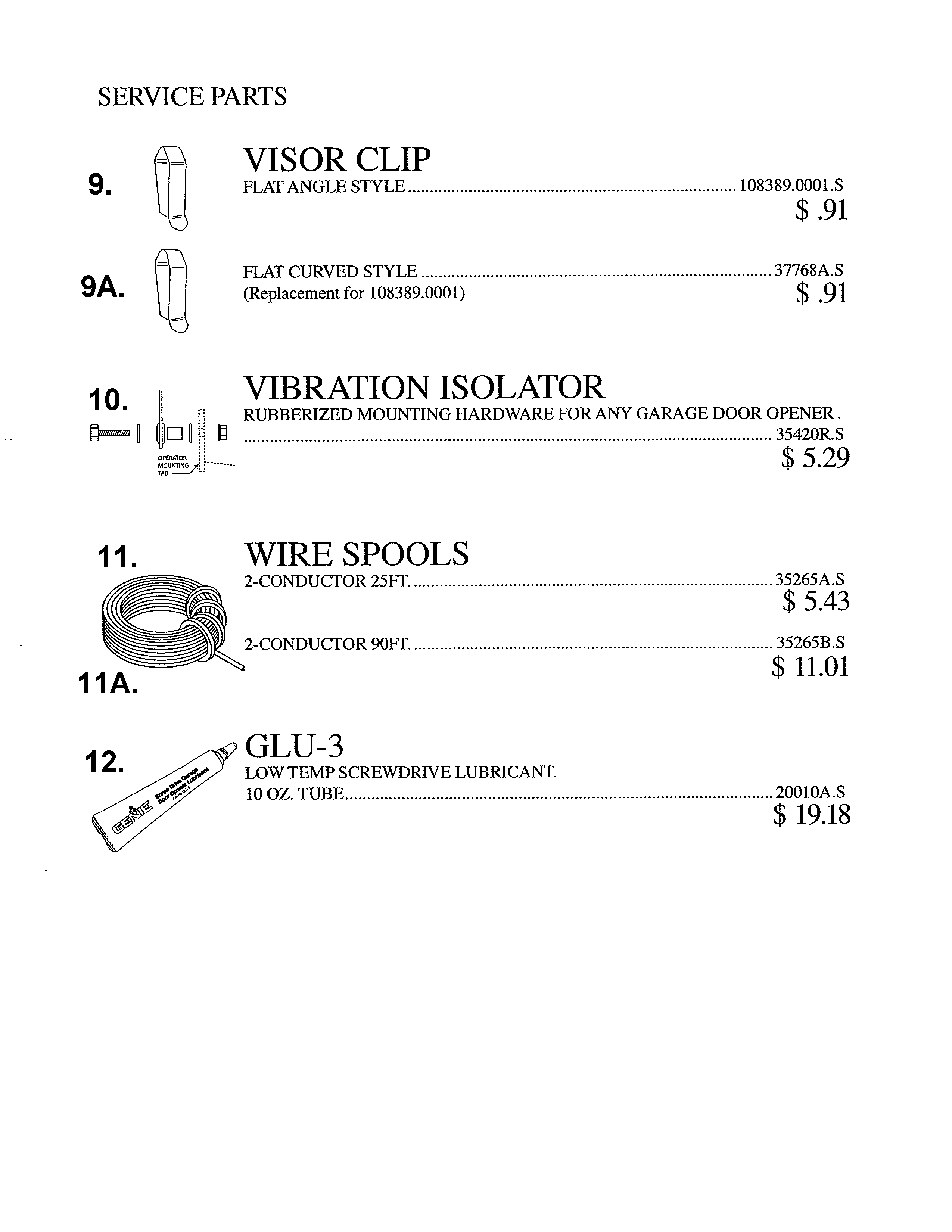 Genie EXCELERATOR service parts diagram