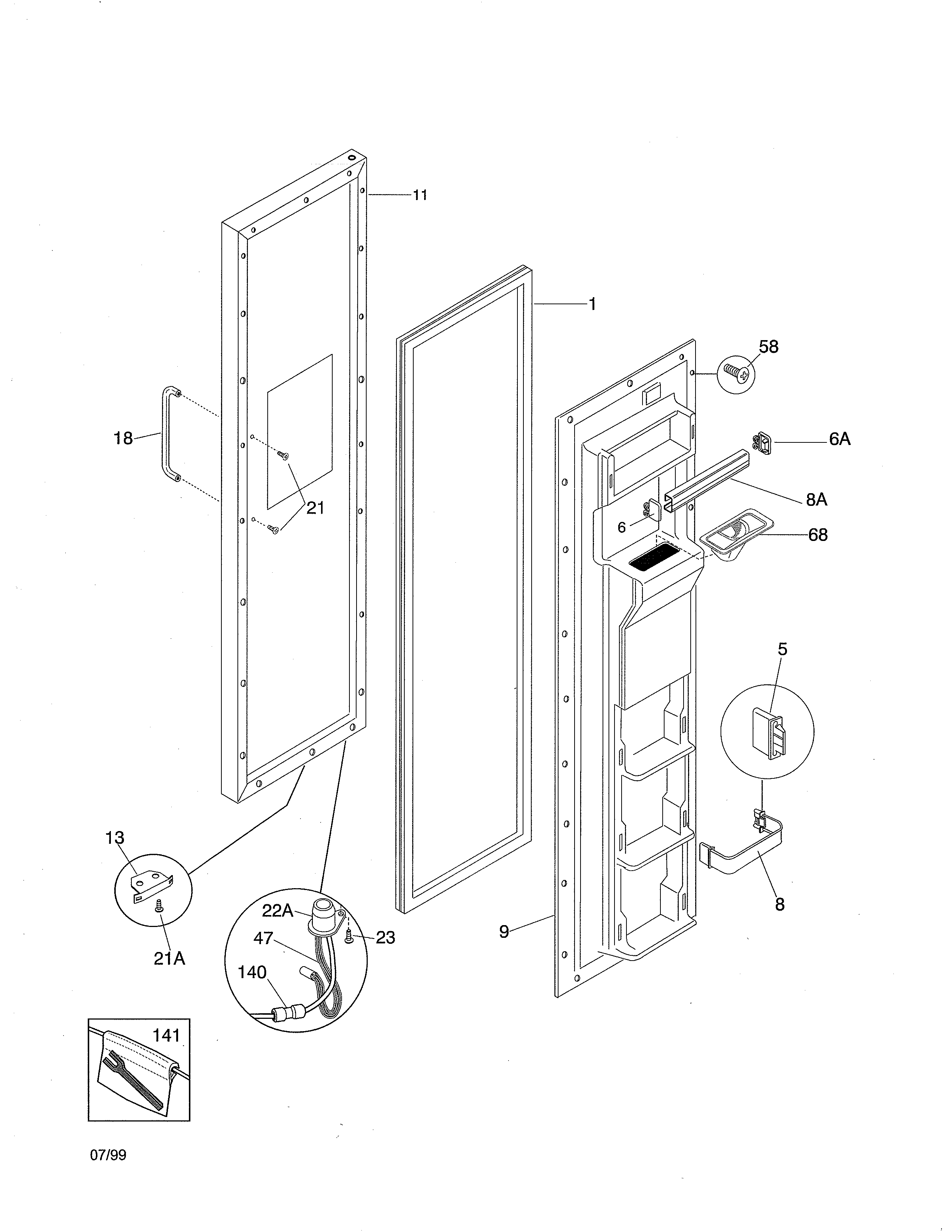 Frigidaire FRS20ZSHB1 freezer door diagram