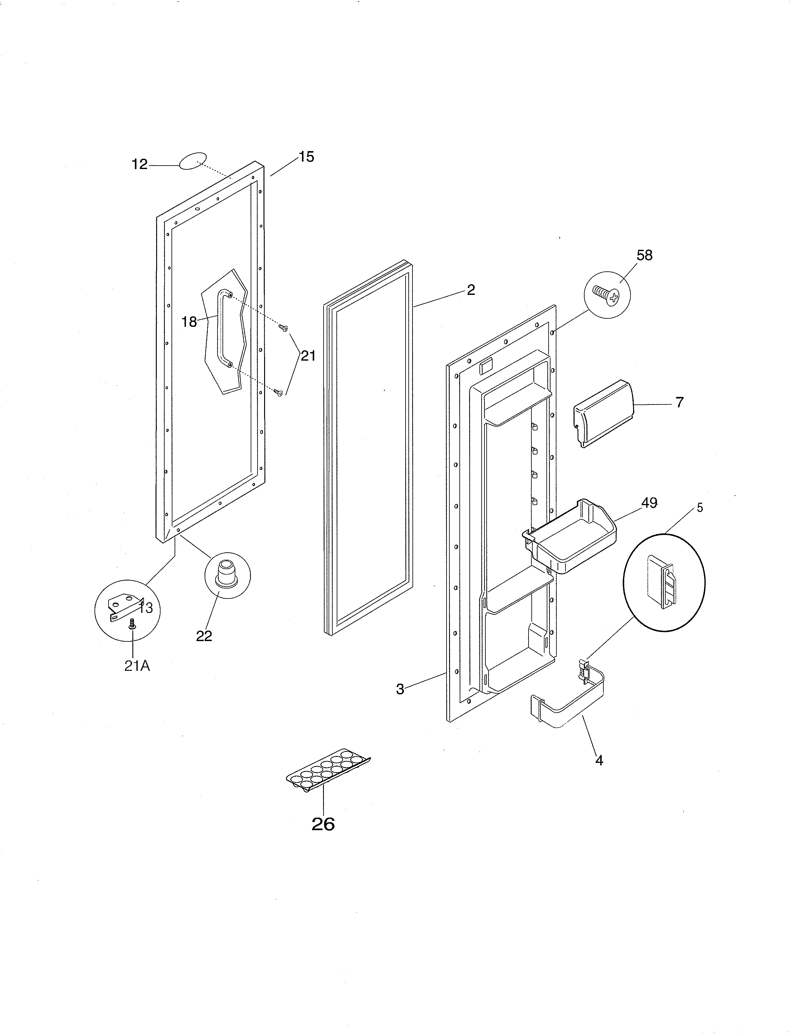 Frigidaire FRS20ZSHB1 refrigerator door diagram