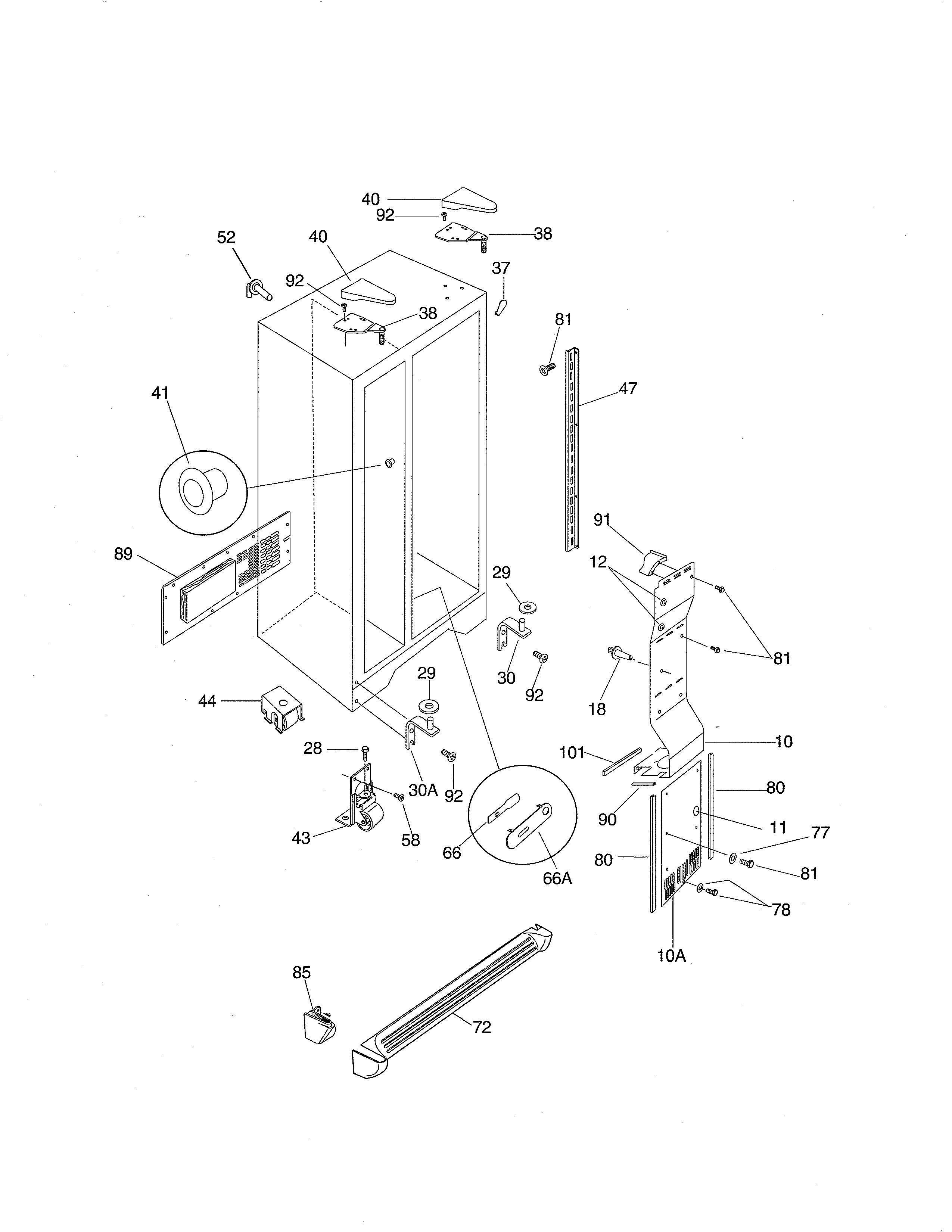 Frigidaire FRS20ZSHB1 cabinet diagram