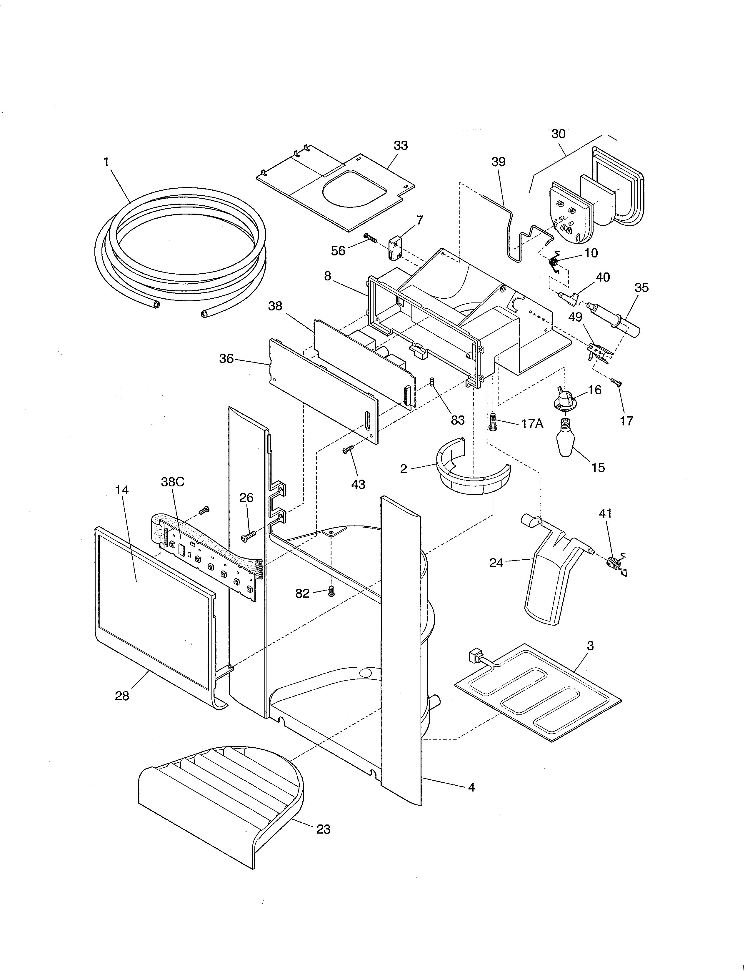 Frigidaire FRS20ZSHB1 dispenser diagram
