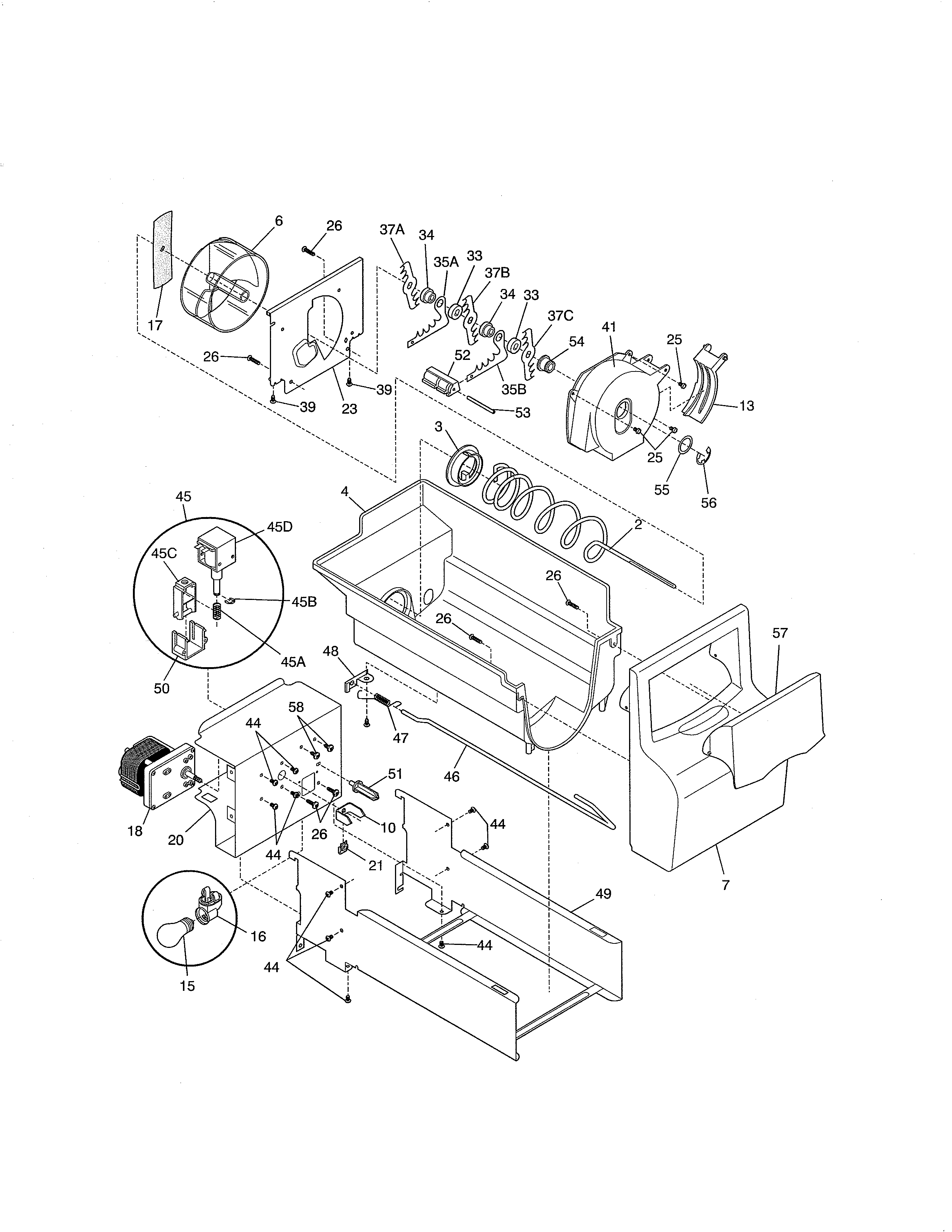 Frigidaire FRS20ZSHB1 ice container diagram