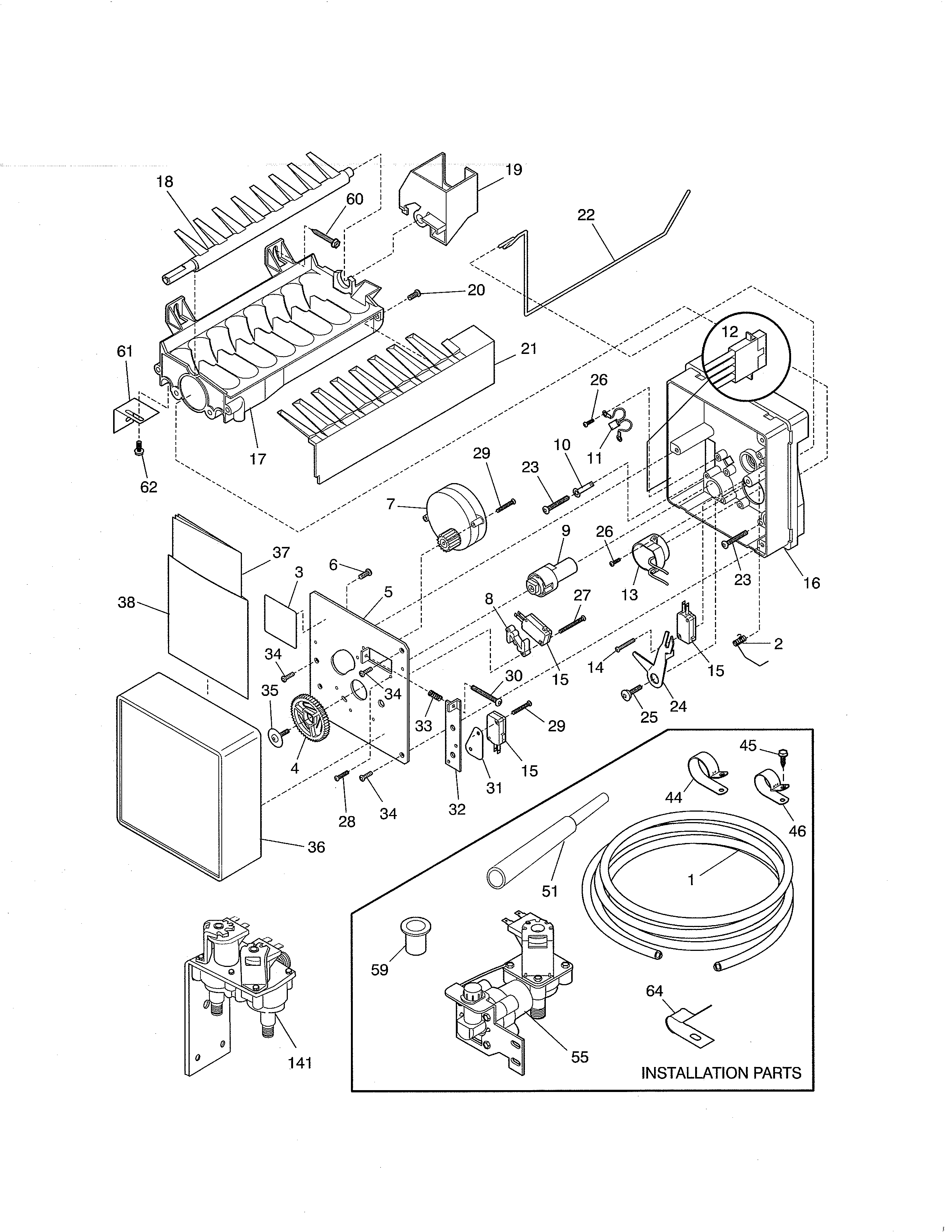 Frigidaire FRS20ZSHB1 ice maker diagram