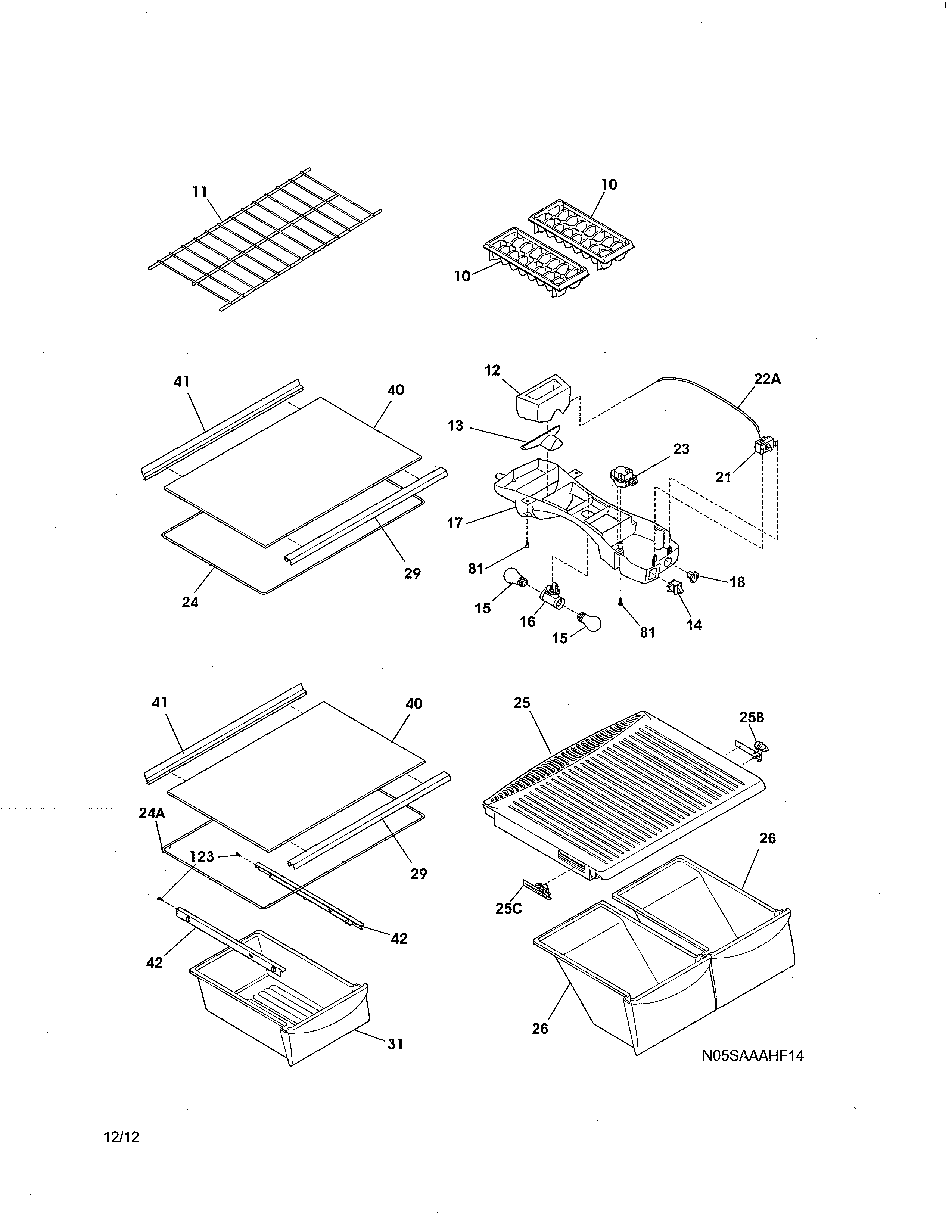 Kenmore 25361783019 shelves diagram