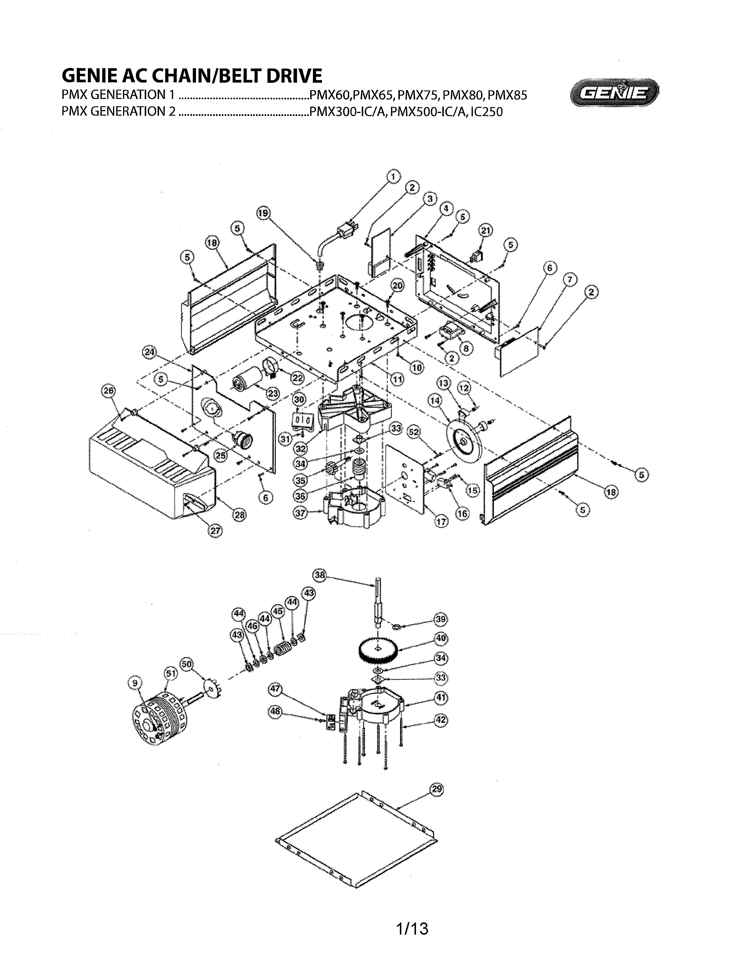 Genie PMX500-IC/A head - all other models diagram