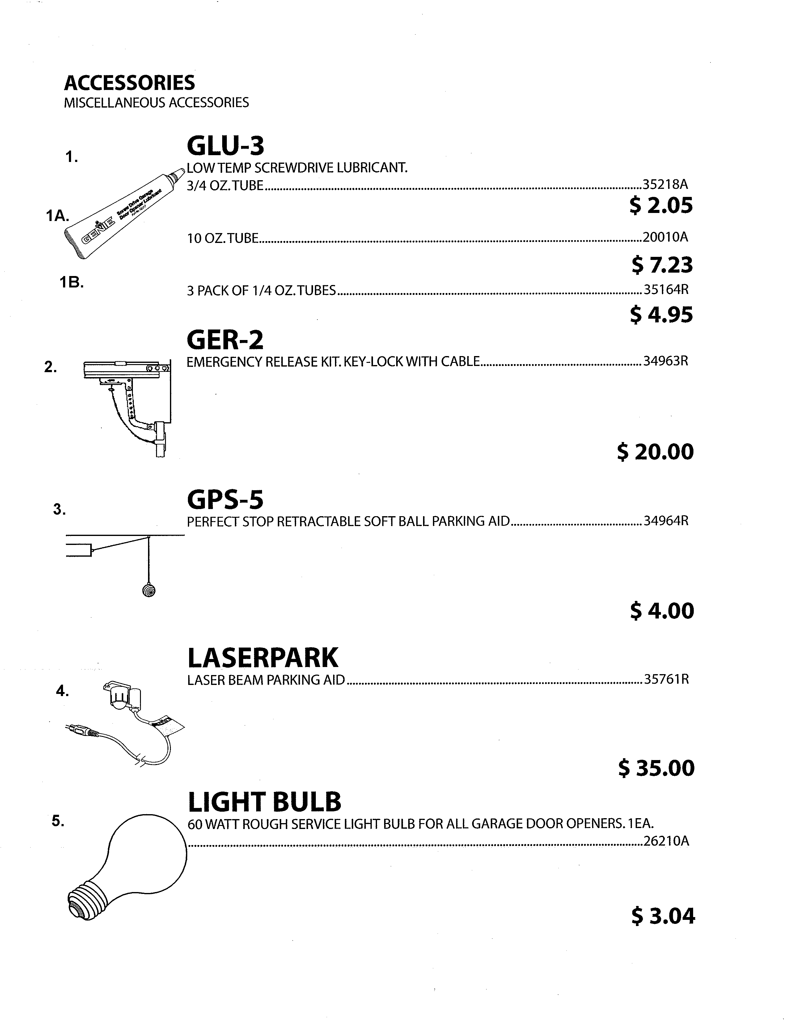 Genie PMX500-IC/A miscellaneous accessories diagram