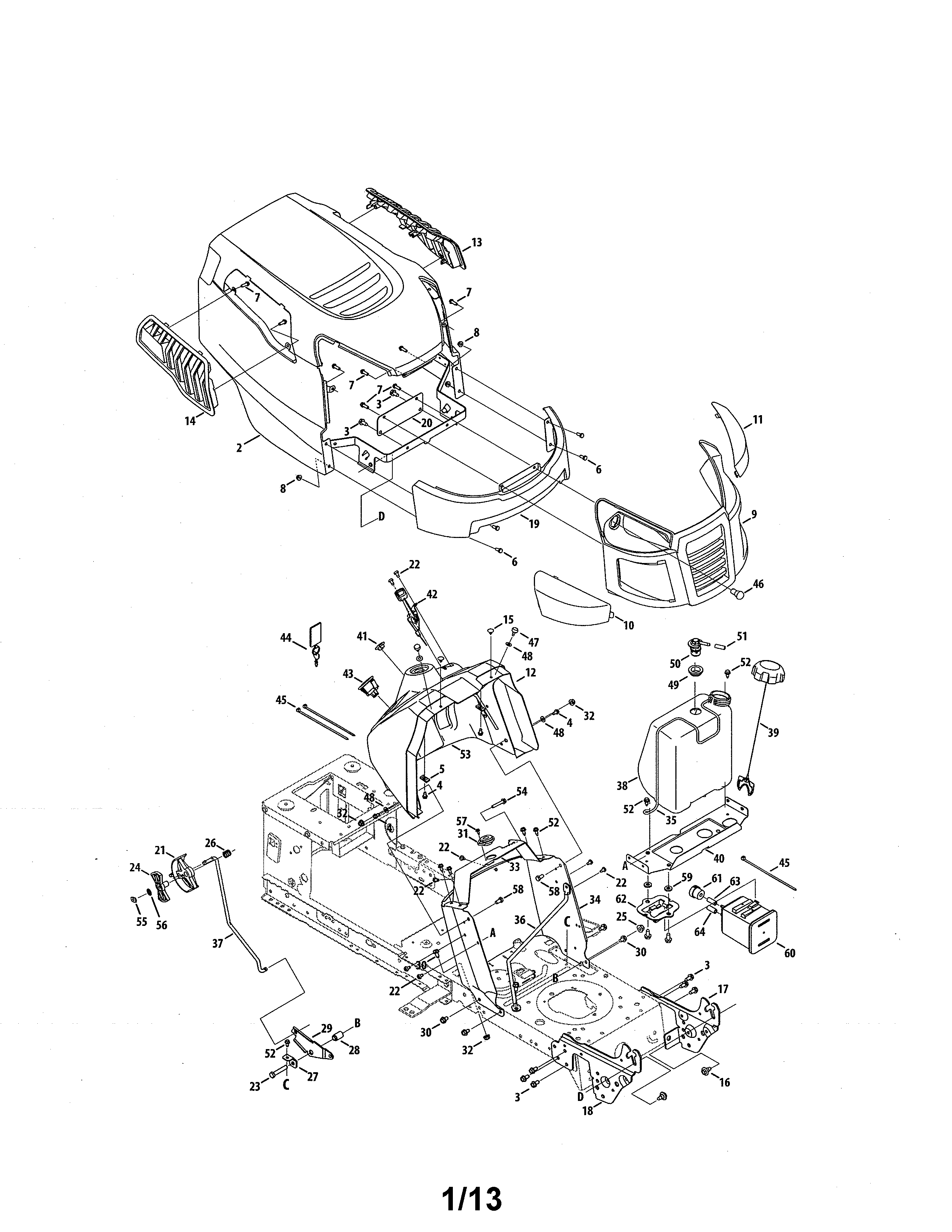 MTD 13BL78ST299 hood/bumper diagram