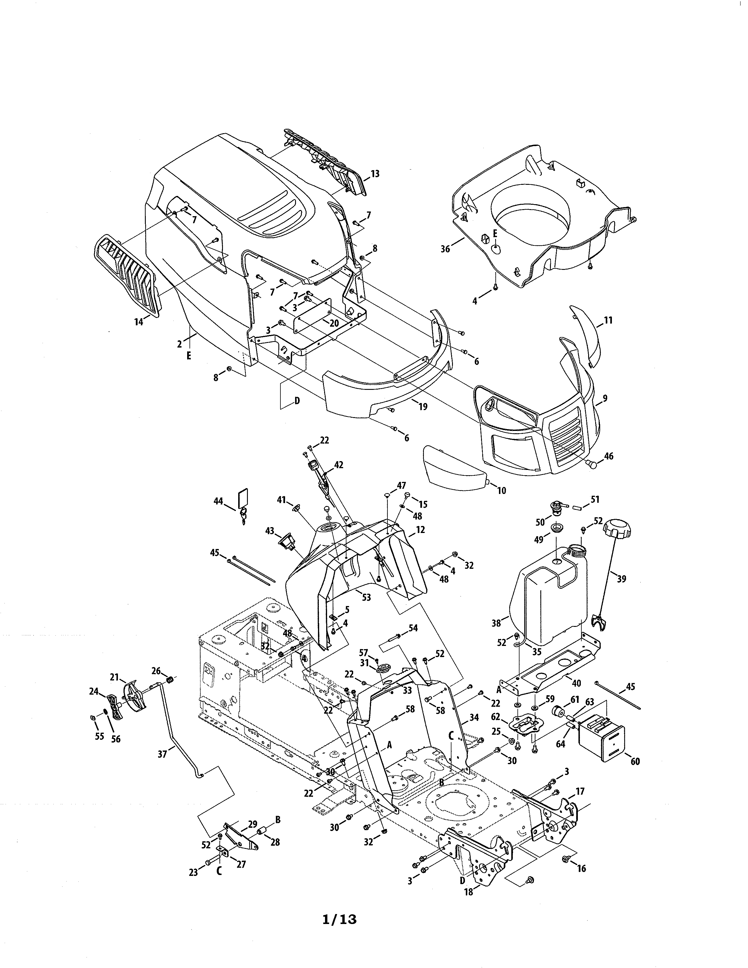 Craftsman 247288870 hood/bumper diagram