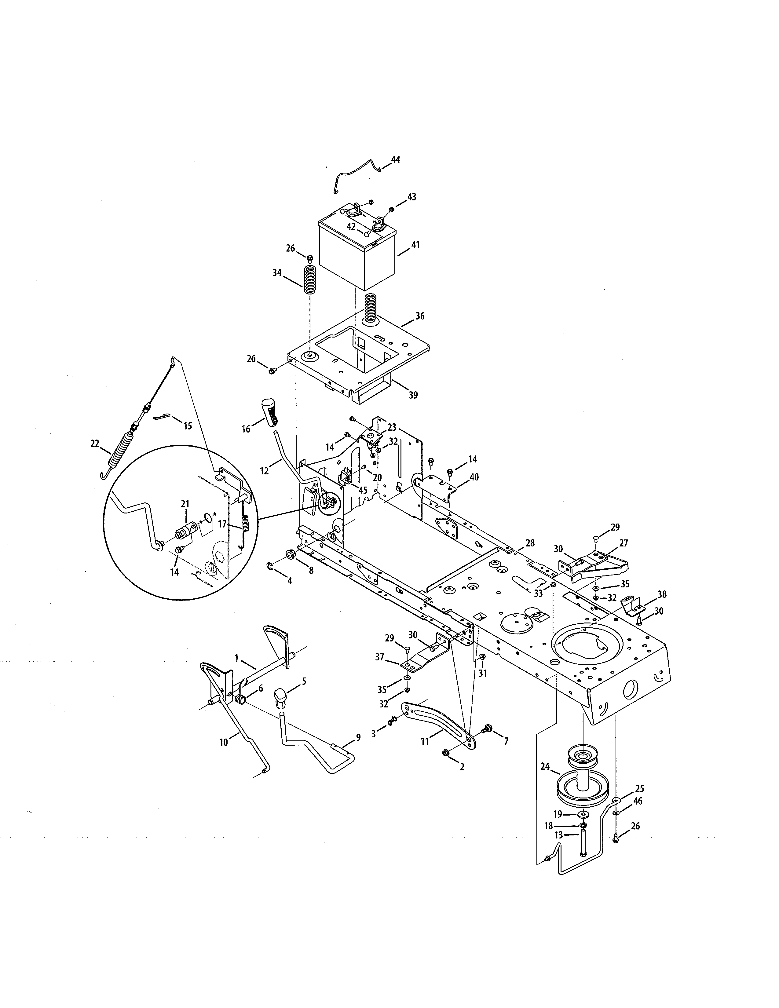 Craftsman 247288870 battery/frame diagram