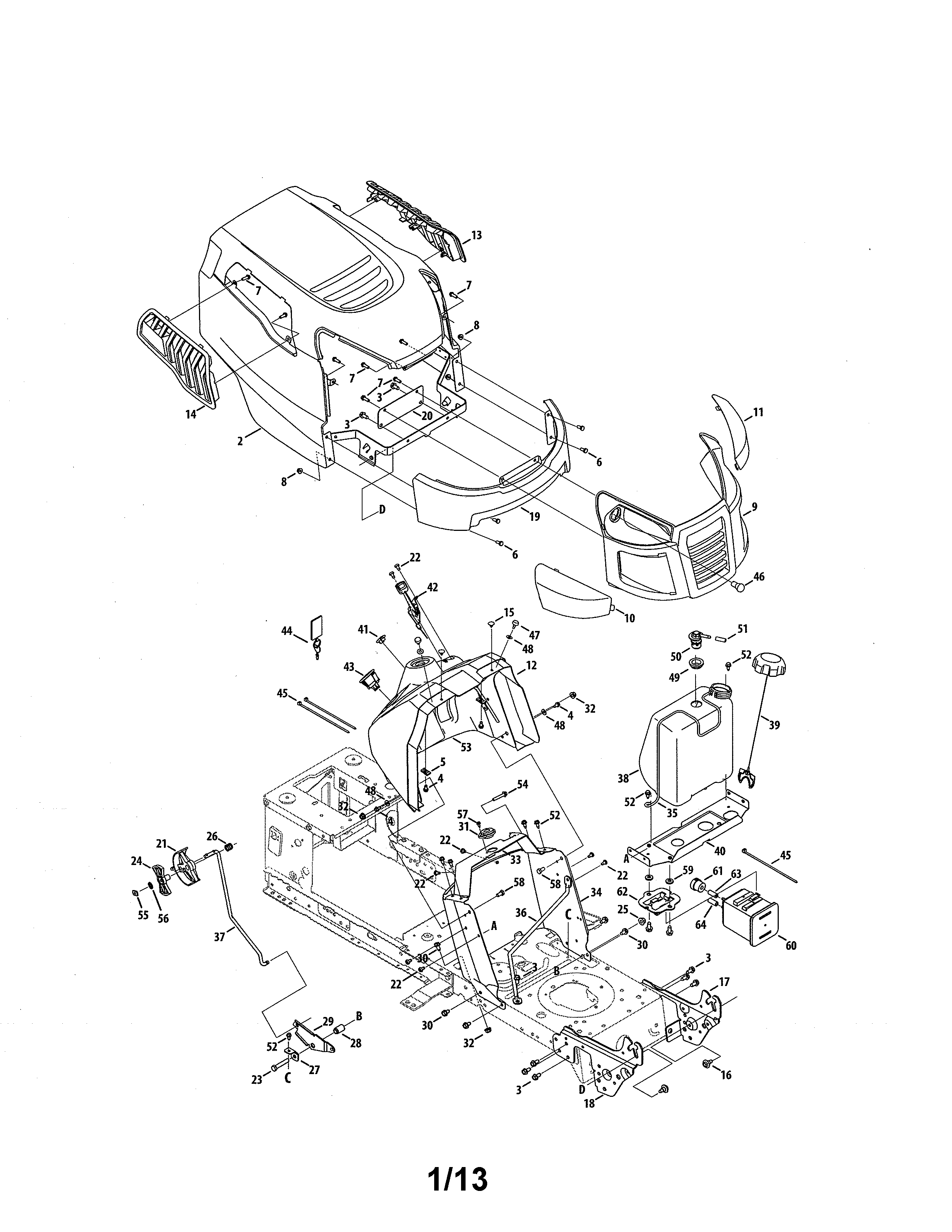 Craftsman 247288890 hood/bumper diagram