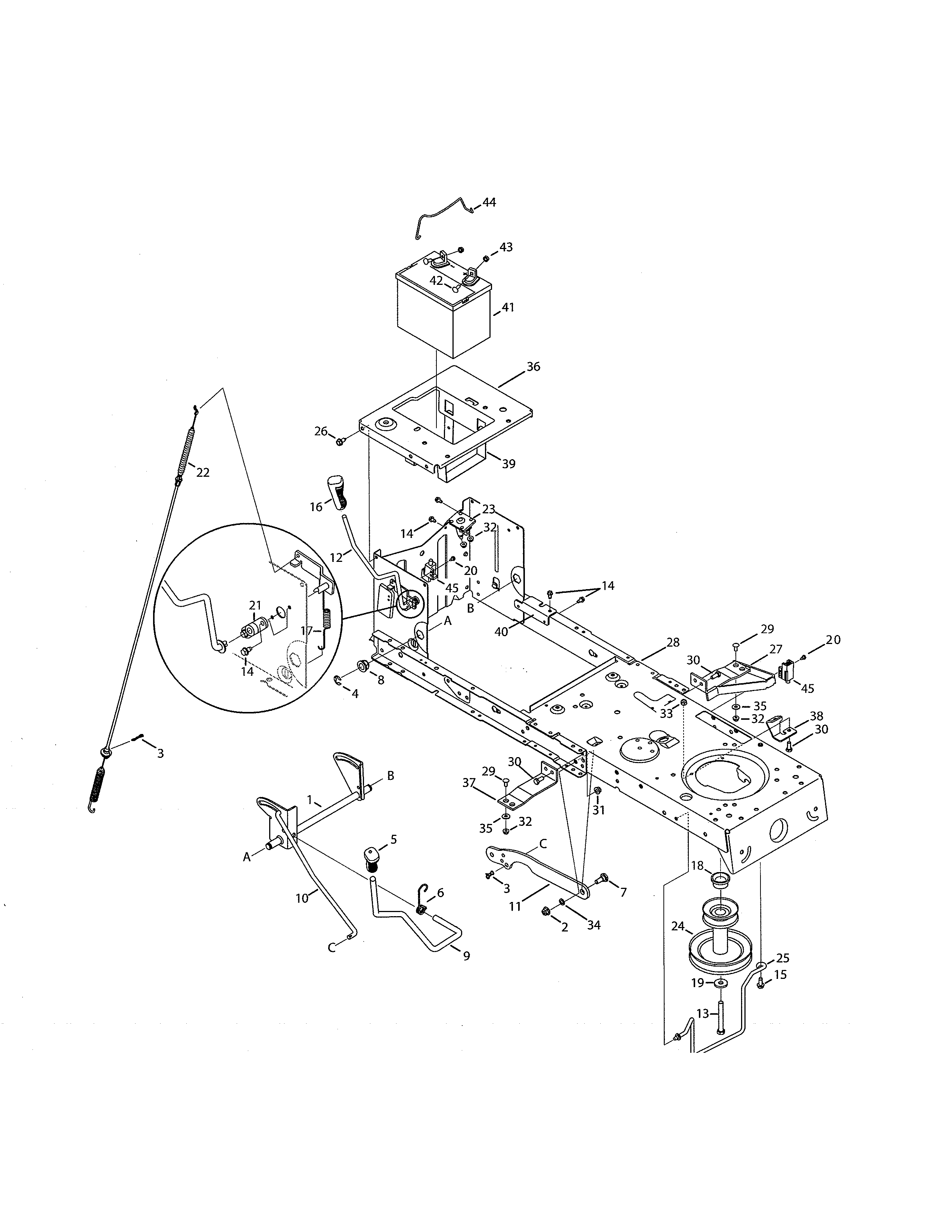 Craftsman 247288890 battery/frame diagram