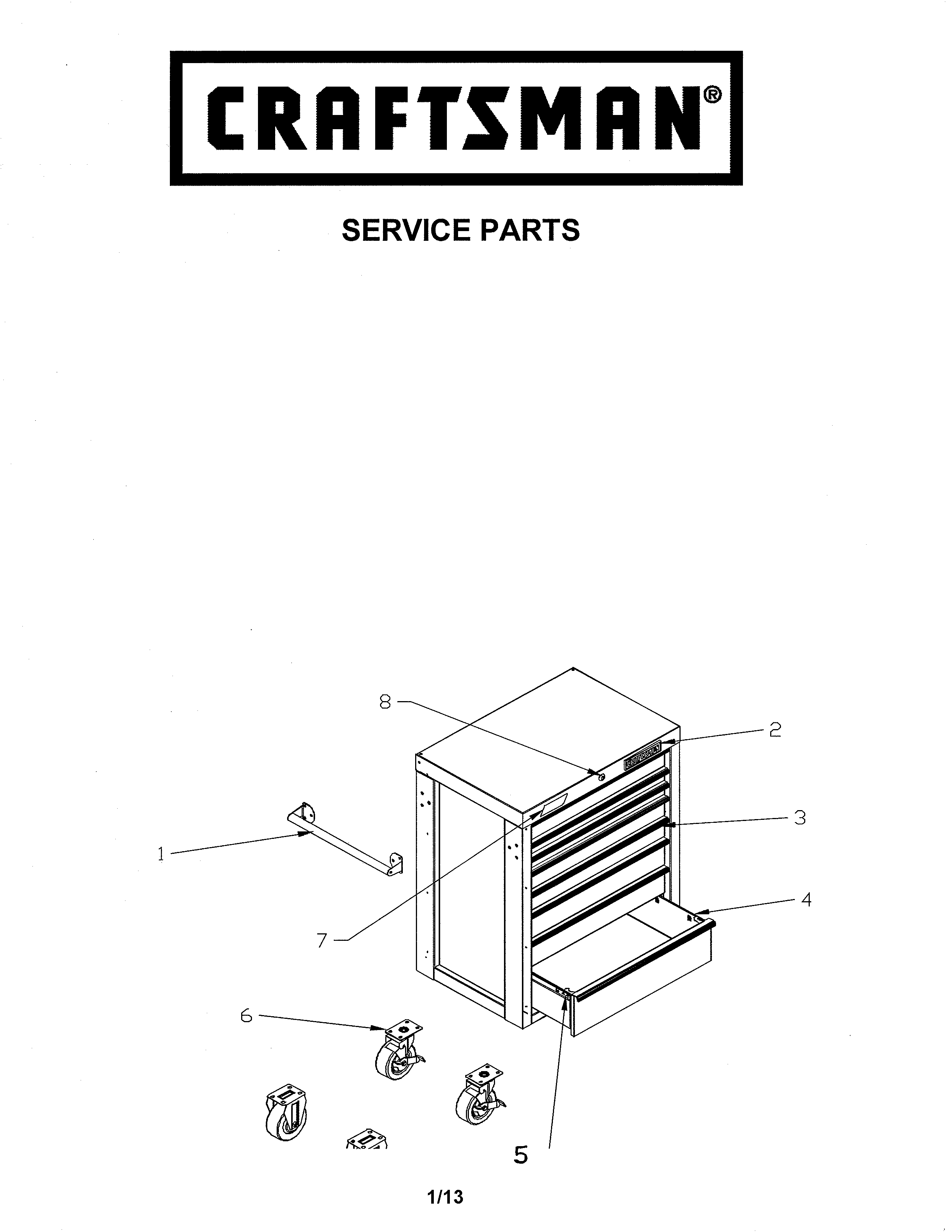 Craftsman 70682492 tool chest diagram