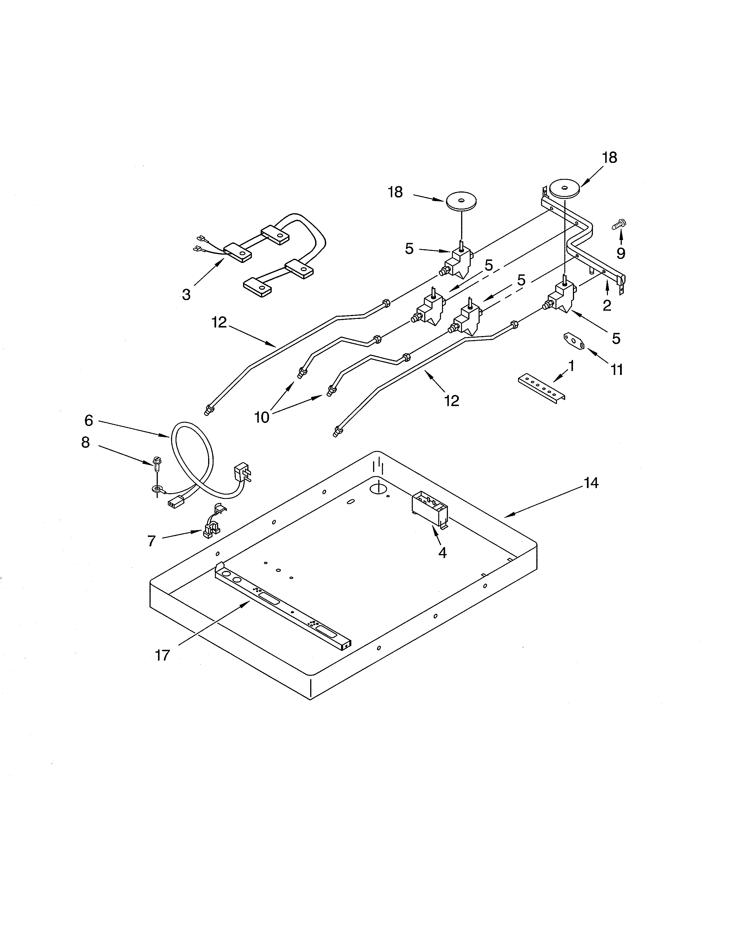 Whirlpool SCS3617RS00 burner box/gas valves/switches diagram