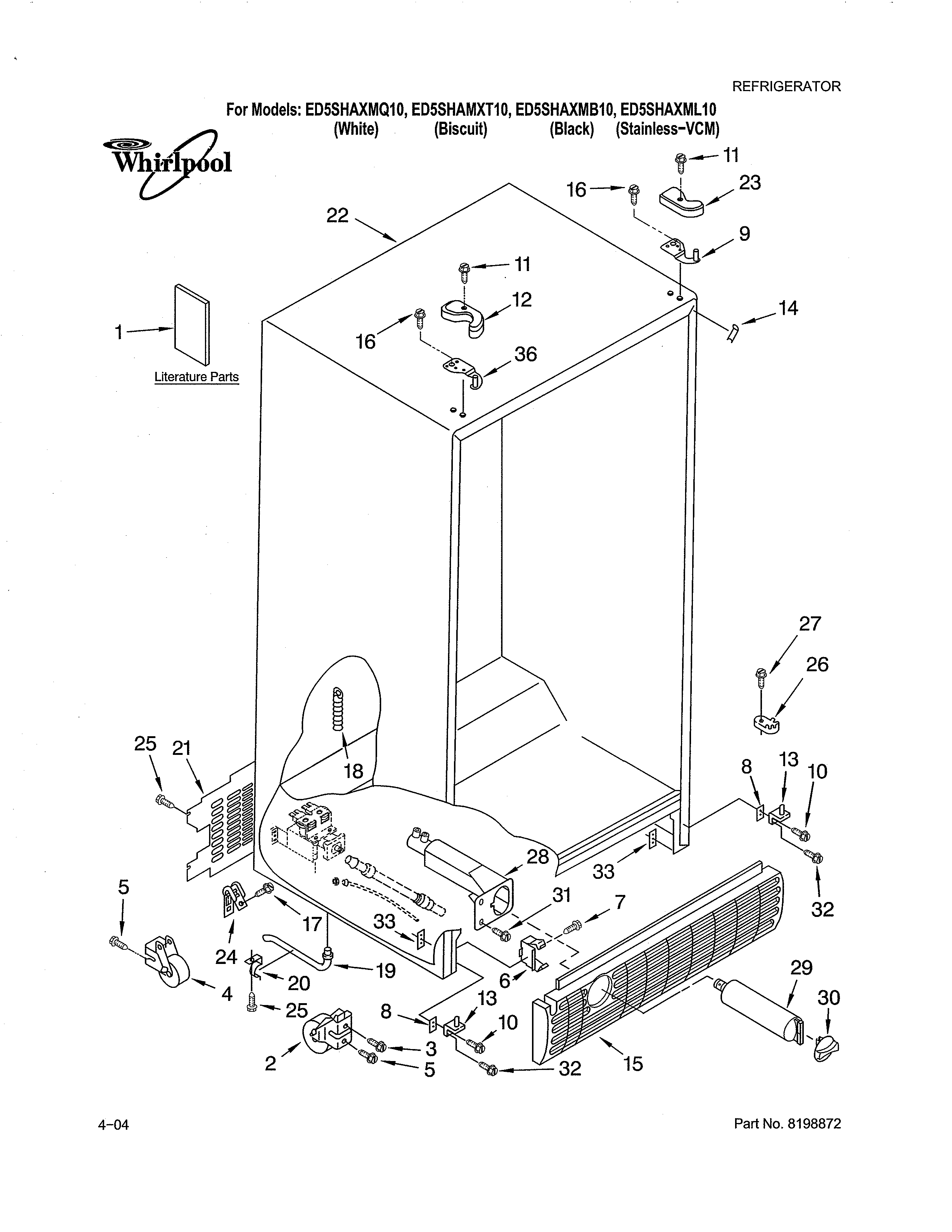 Whirlpool ED5SHEXML10 cabinet diagram