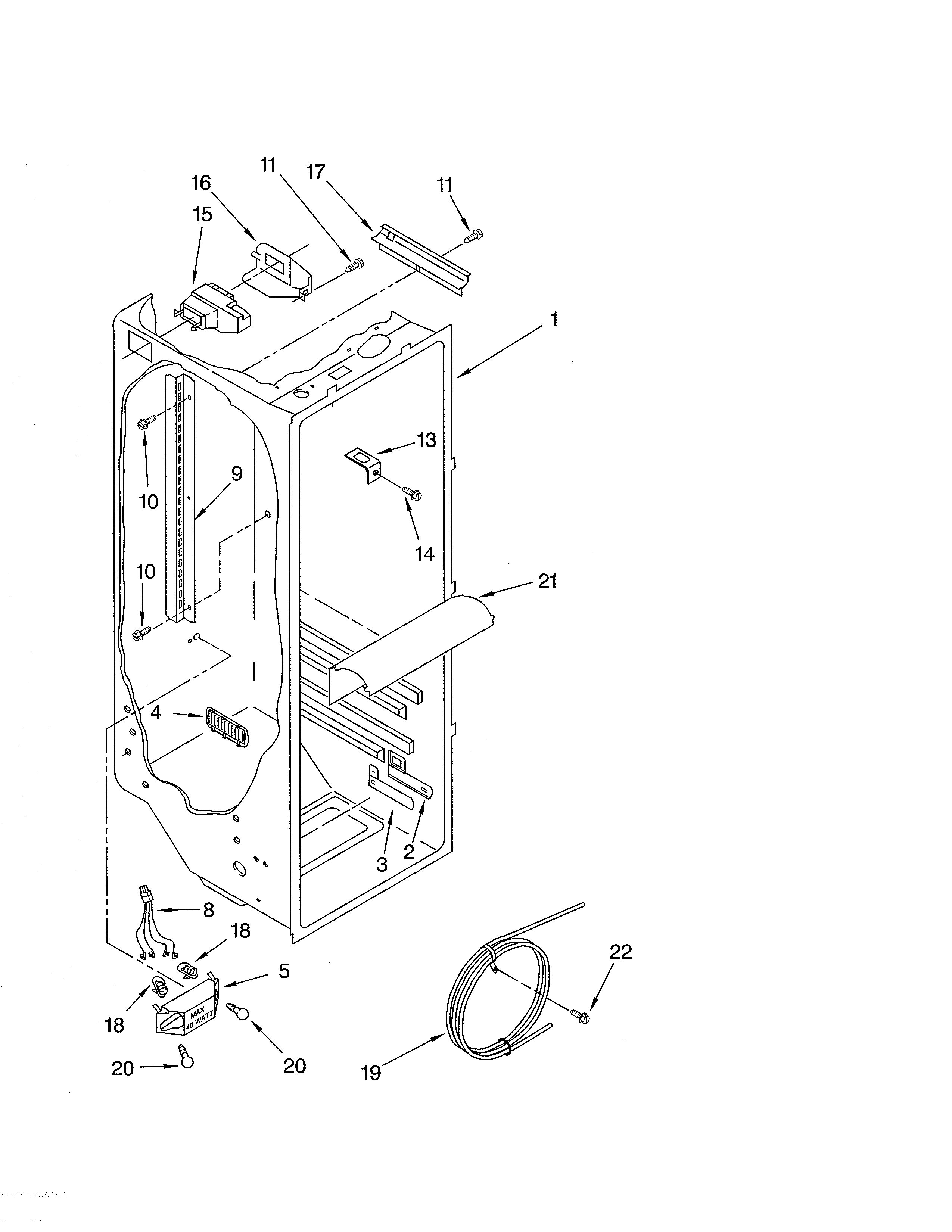 Whirlpool ED5SHEXML10 refrigerator liner diagram