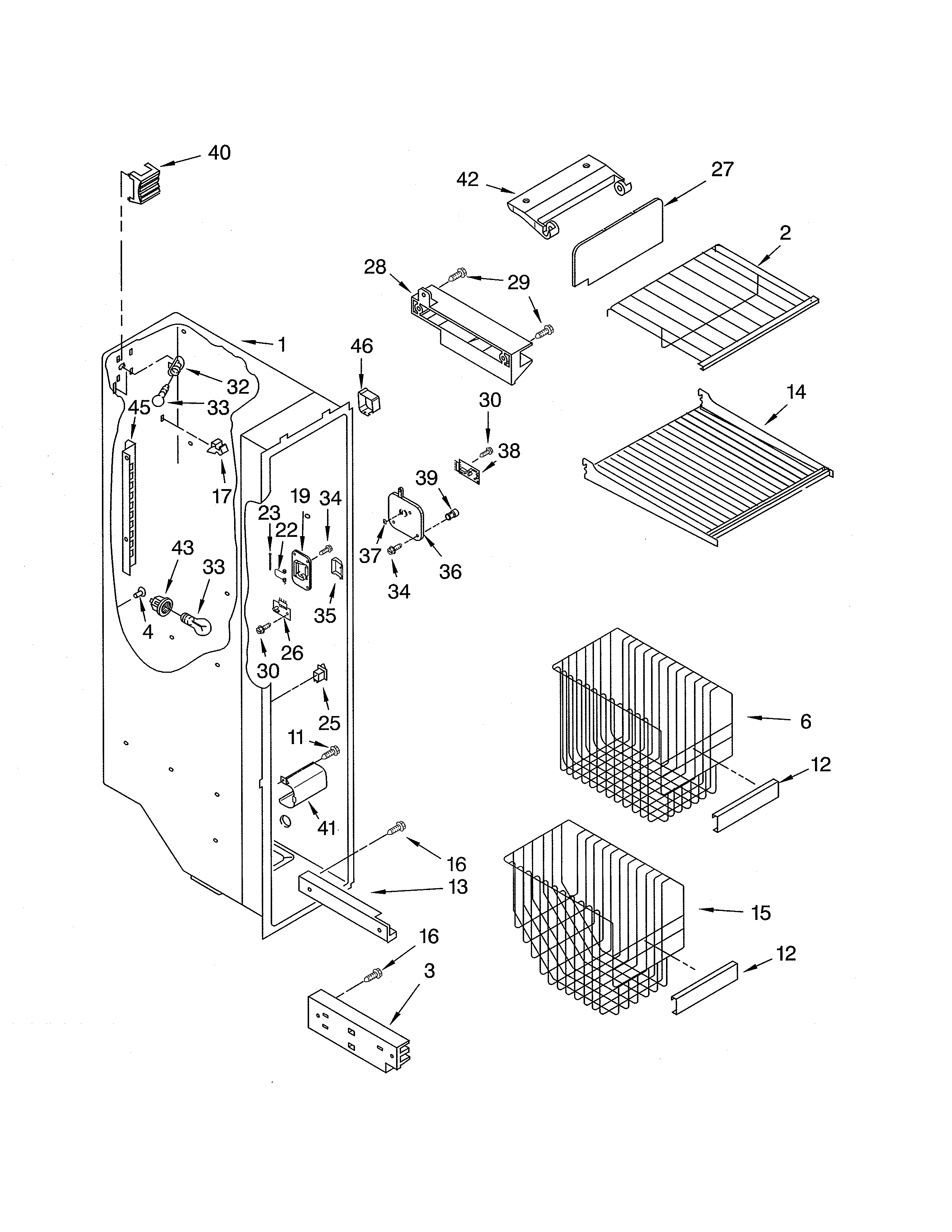 Whirlpool ED5SHEXML10 freezer liner diagram