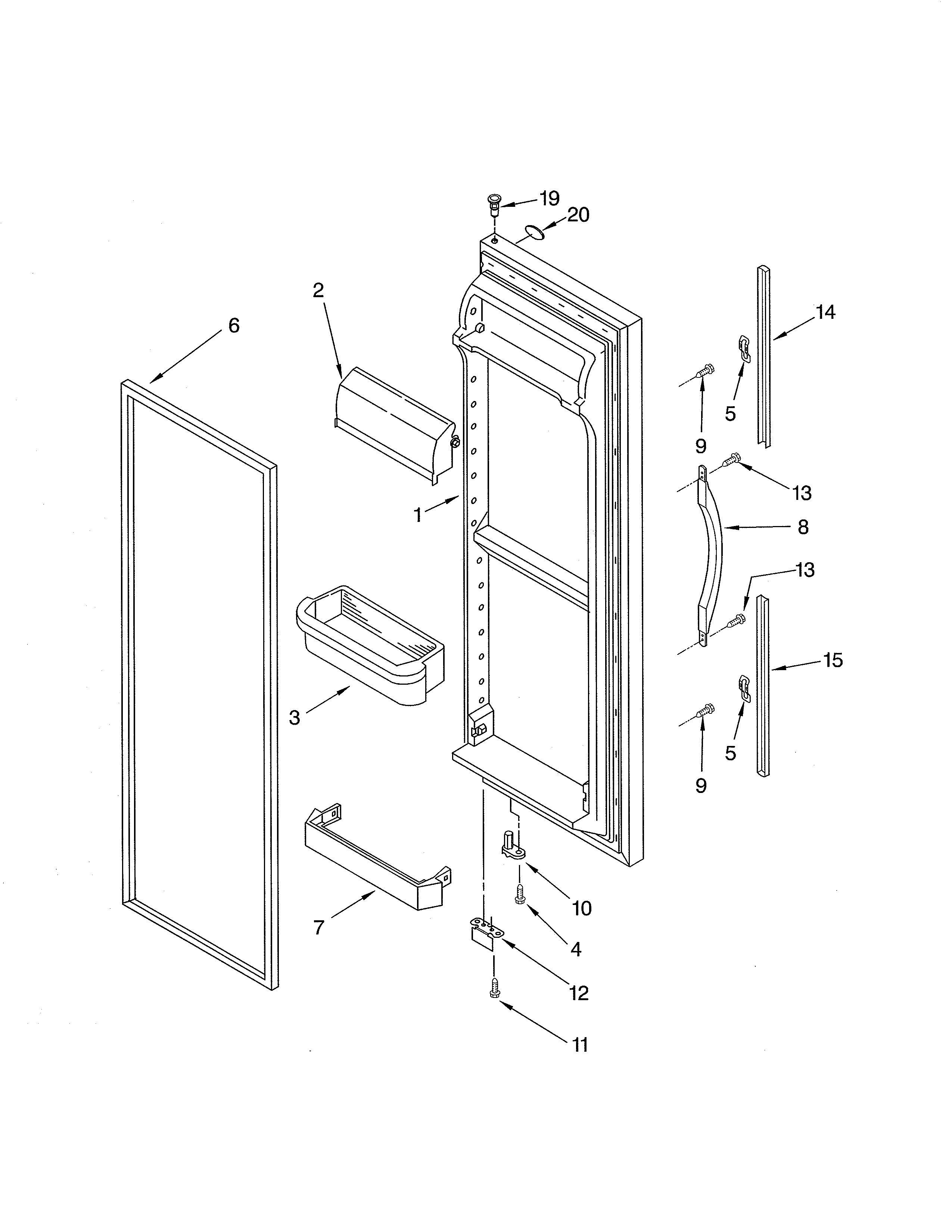 Whirlpool ED5SHEXML10 refrigerator door diagram