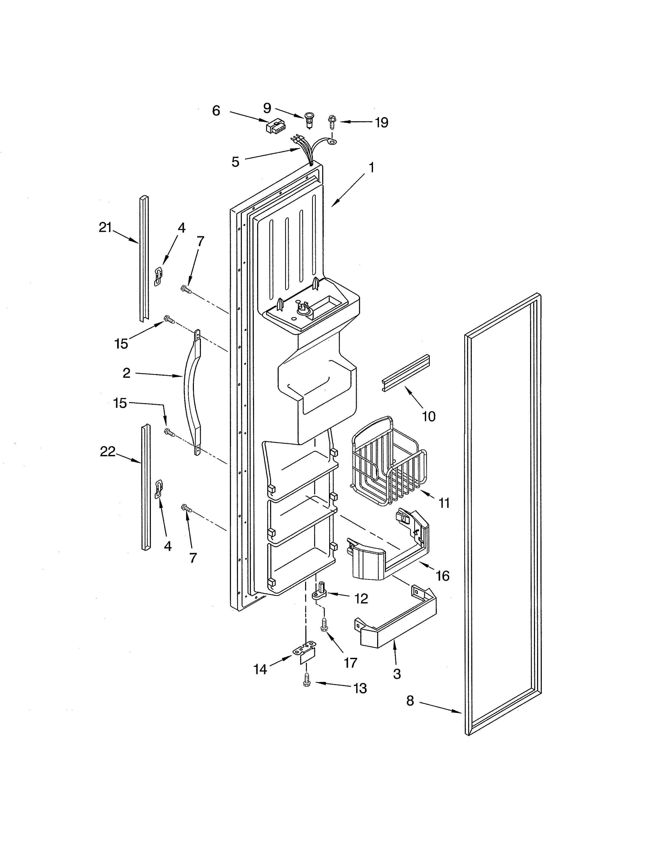 Whirlpool ED5SHEXML10 freezer door diagram