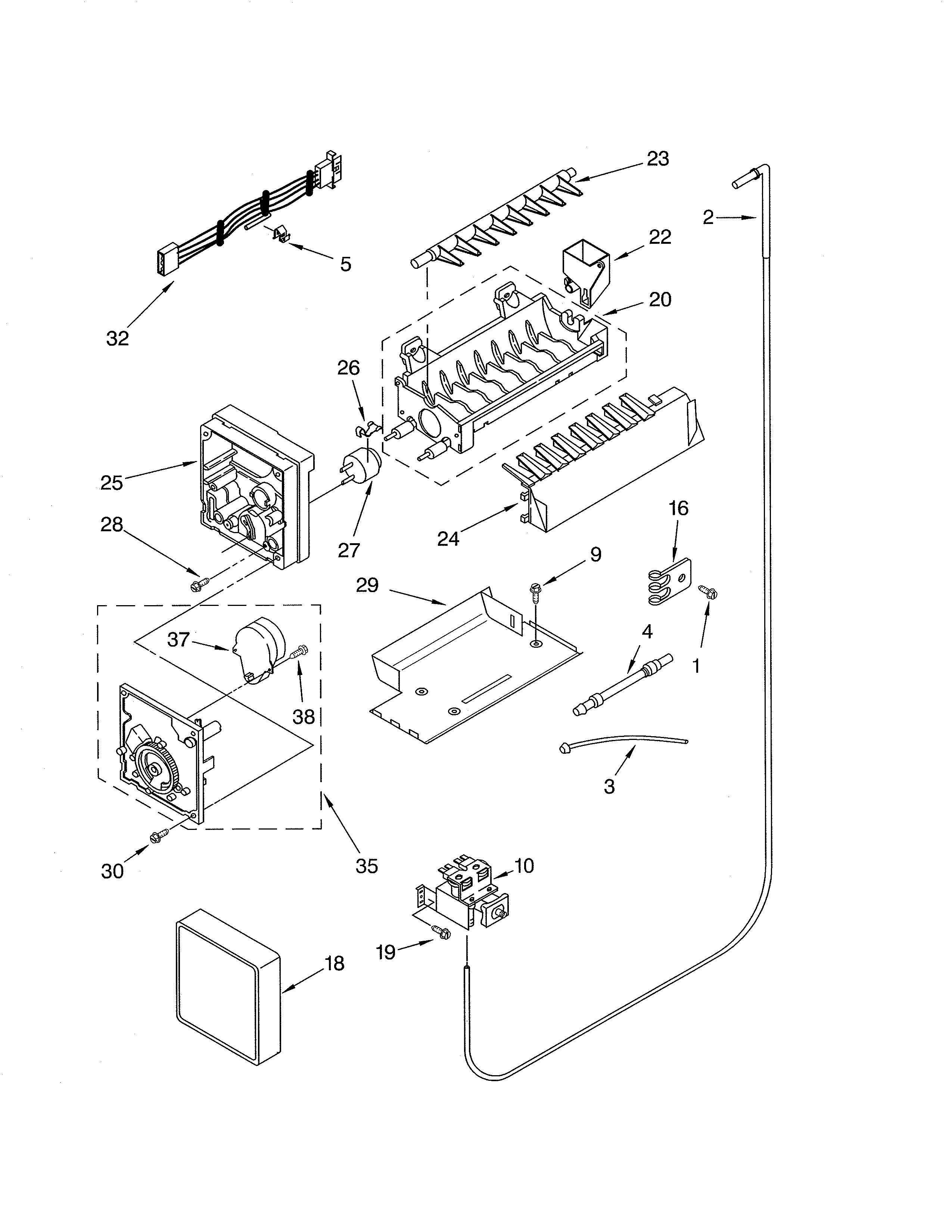 Whirlpool ED5SHEXML10 icemaker diagram