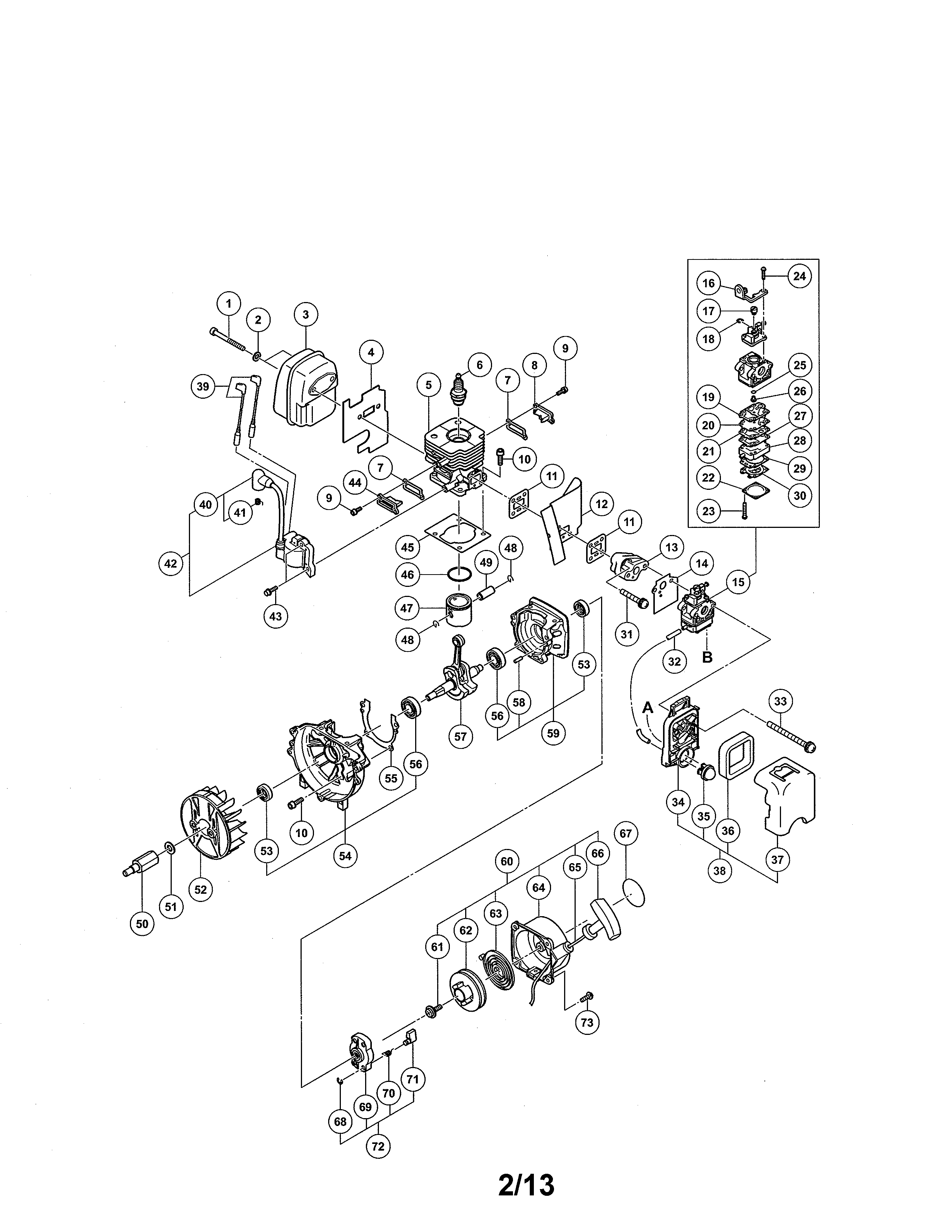 Hitachi RB24EAP cylinder/carburetor diagram