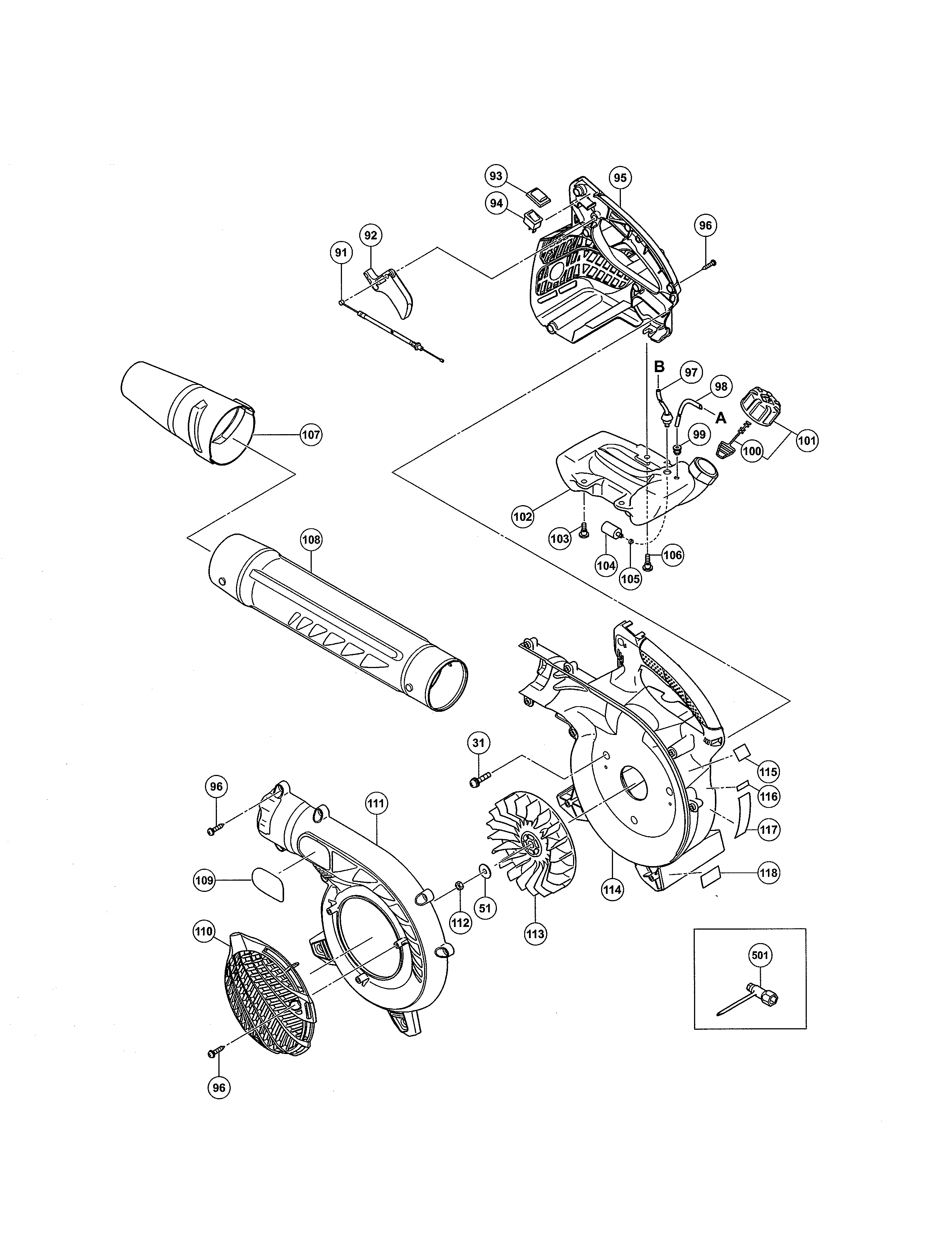 Hitachi RB24EAP fan/nozzle diagram