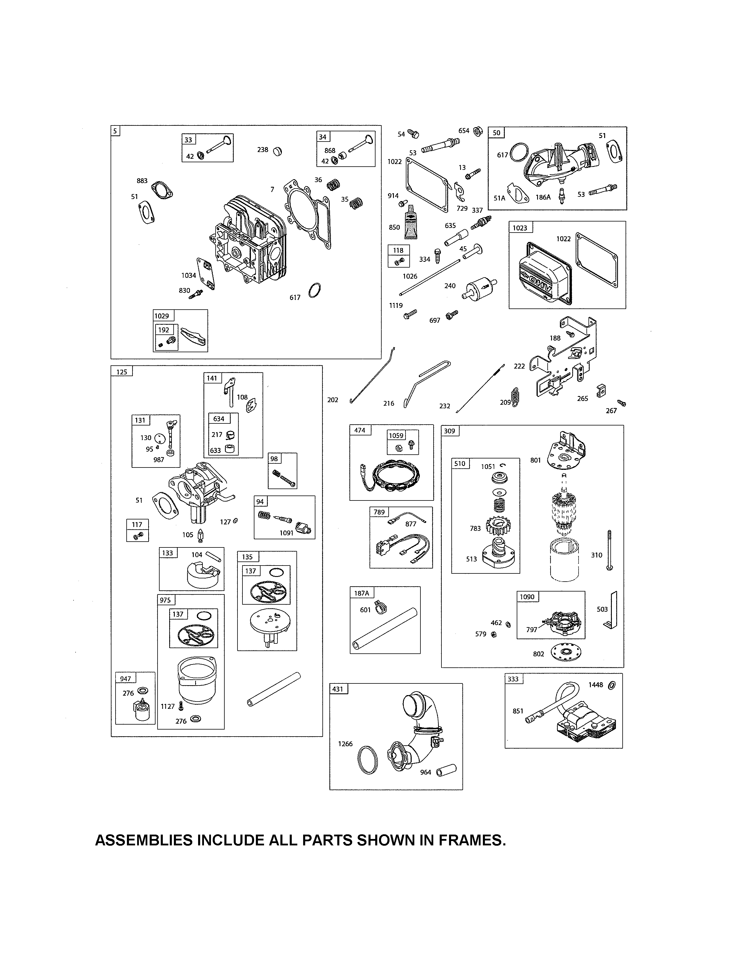 Craftsman 917254311 carburetor/head cylinder/motor starter diagram