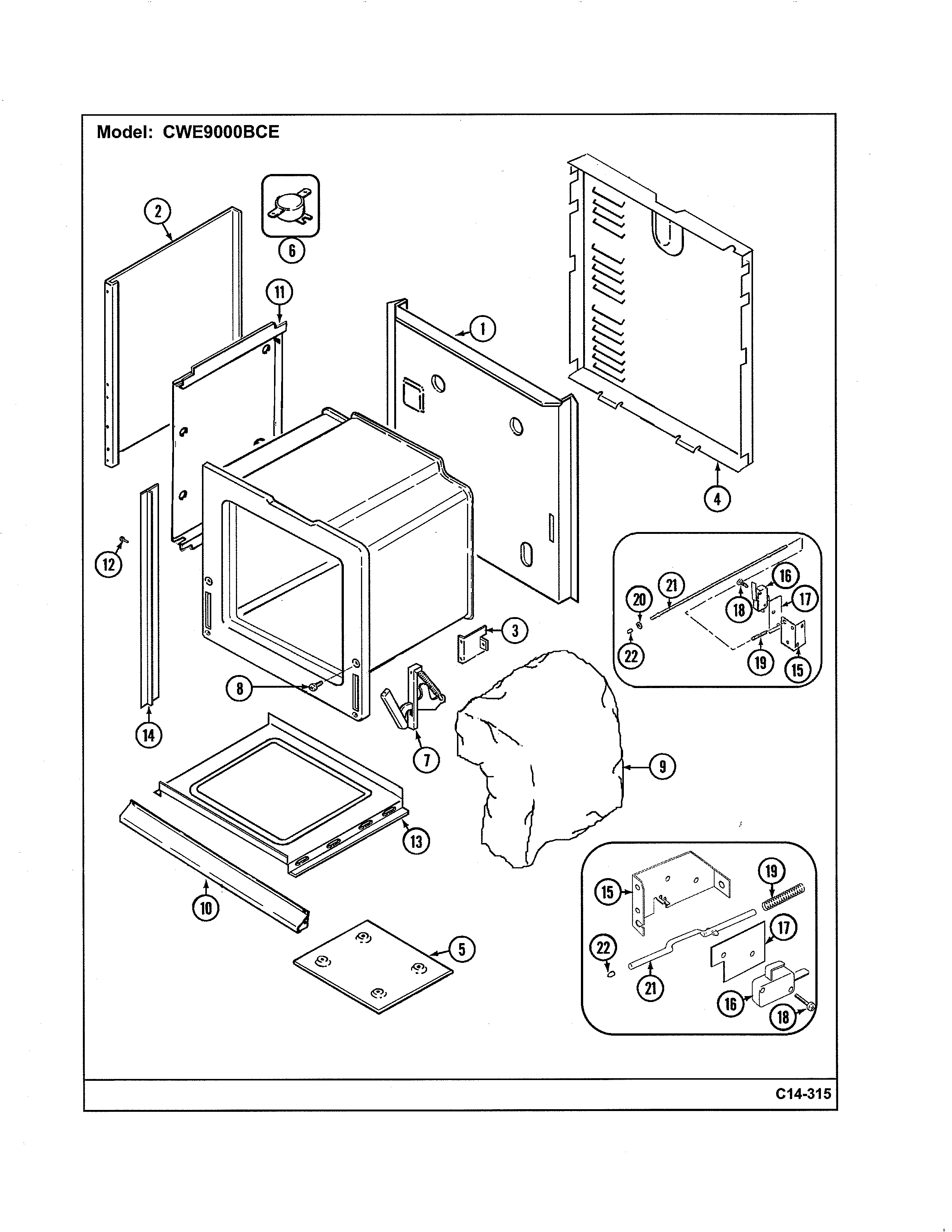 Maytag CWE9000BCE body diagram
