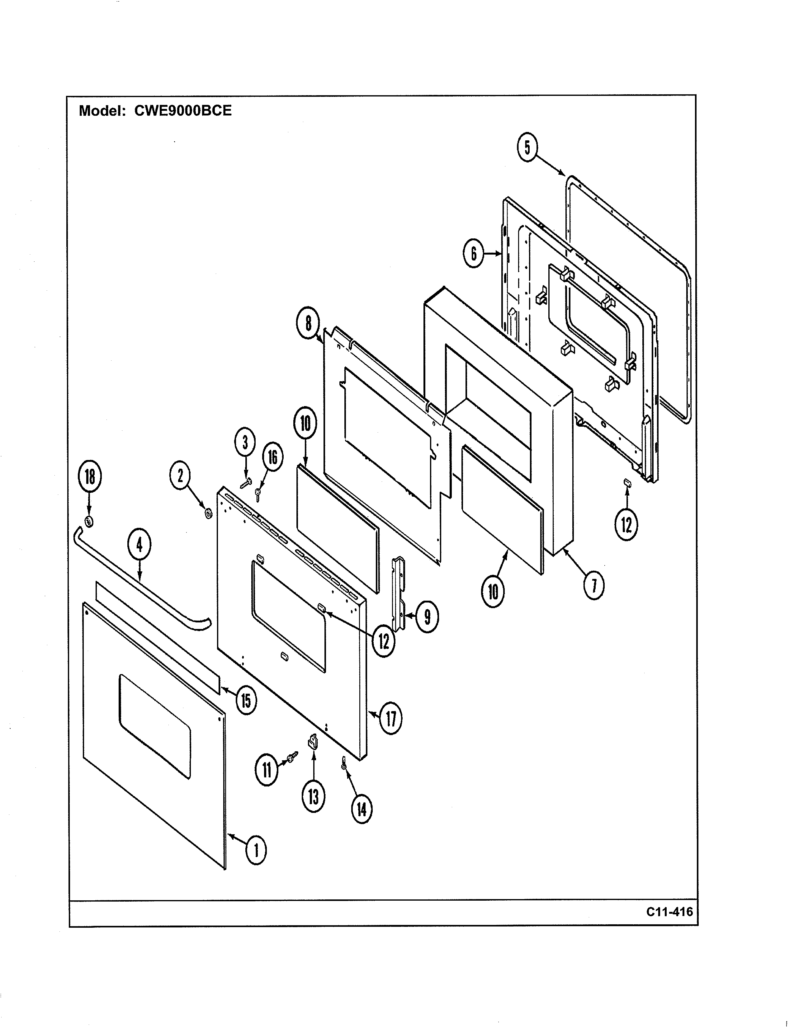 Maytag CWE9000BCE door diagram