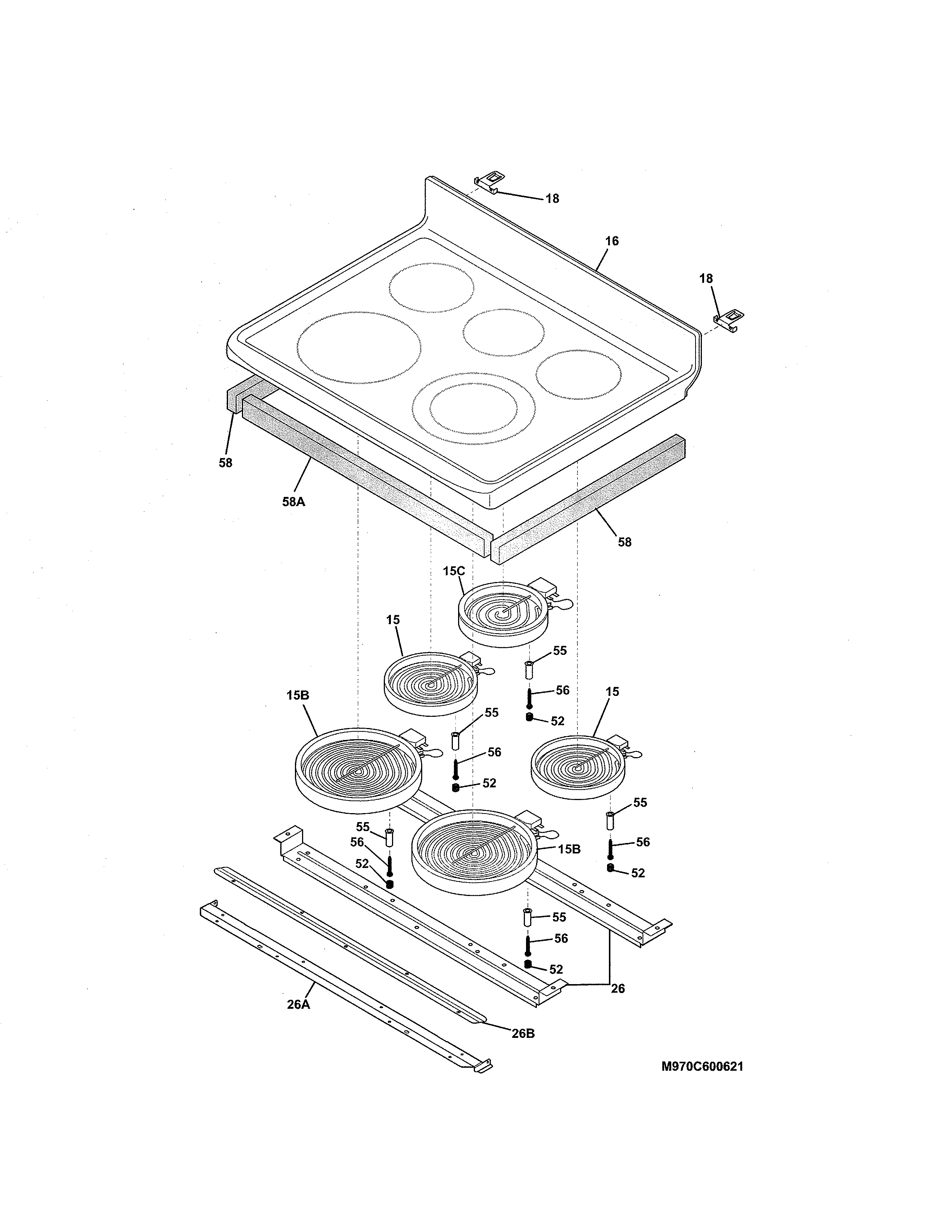 Kenmore 79097633300 main top diagram
