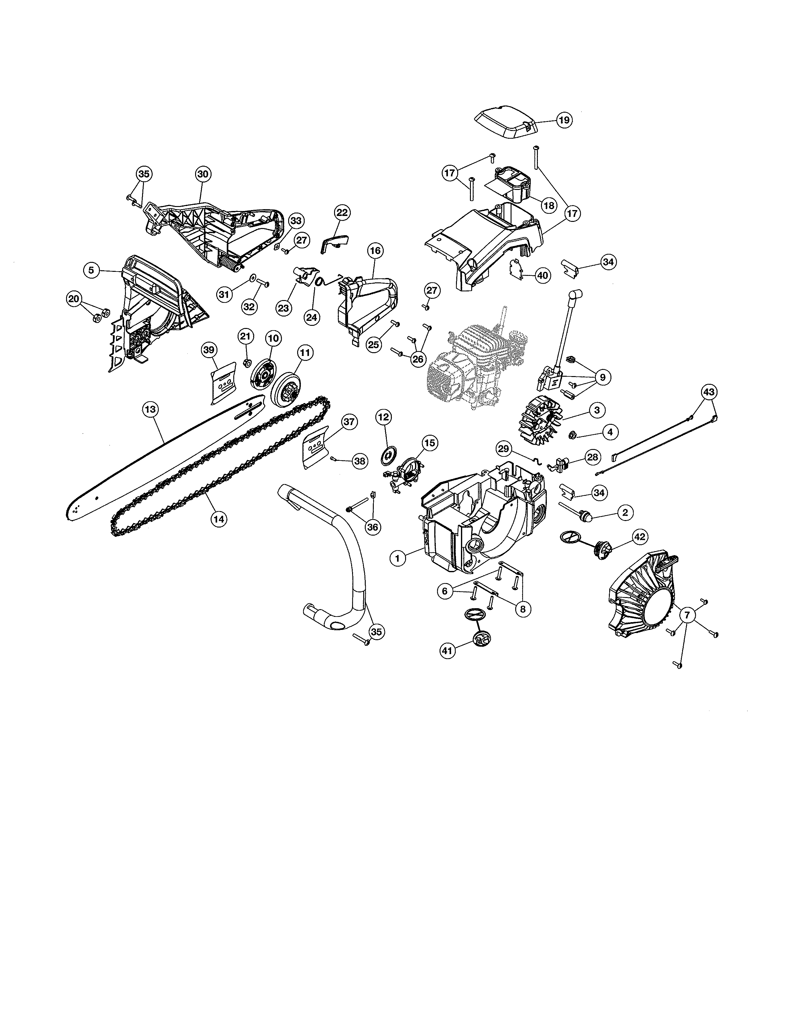 Craftsman 316351920 bar/chain/handle/shield diagram