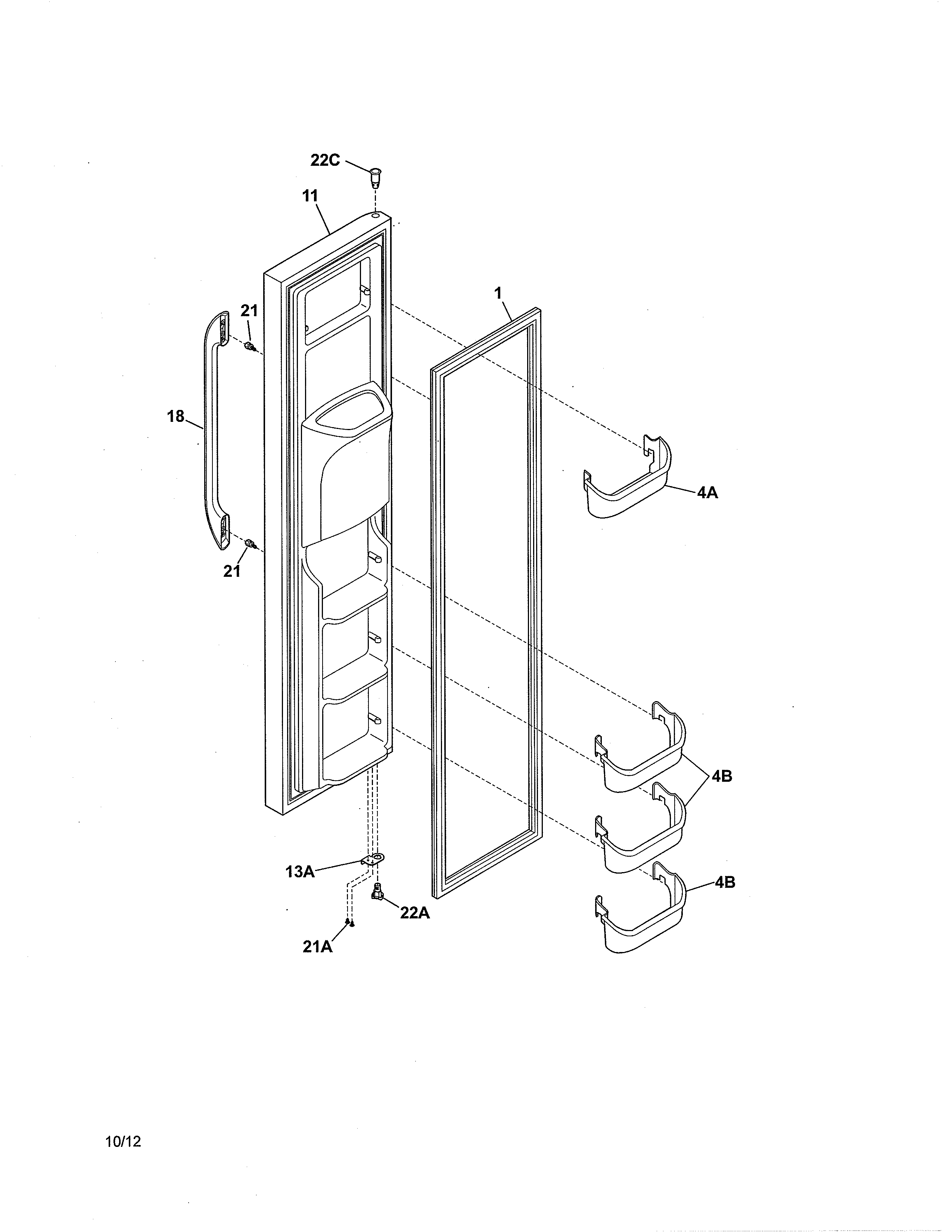Frigidaire FFHS2611LB7 freezer door diagram