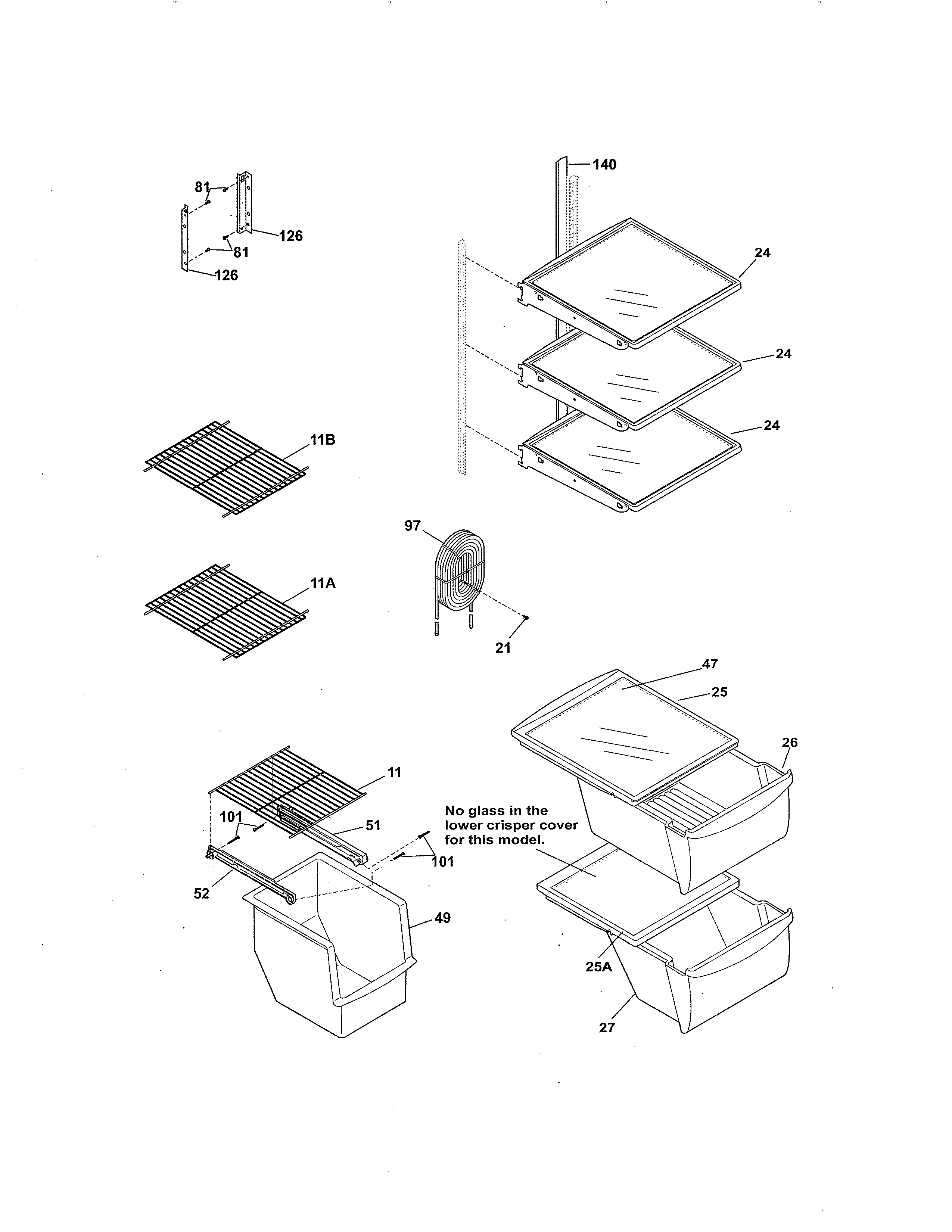 Frigidaire FFHS2611LB7 shelves diagram