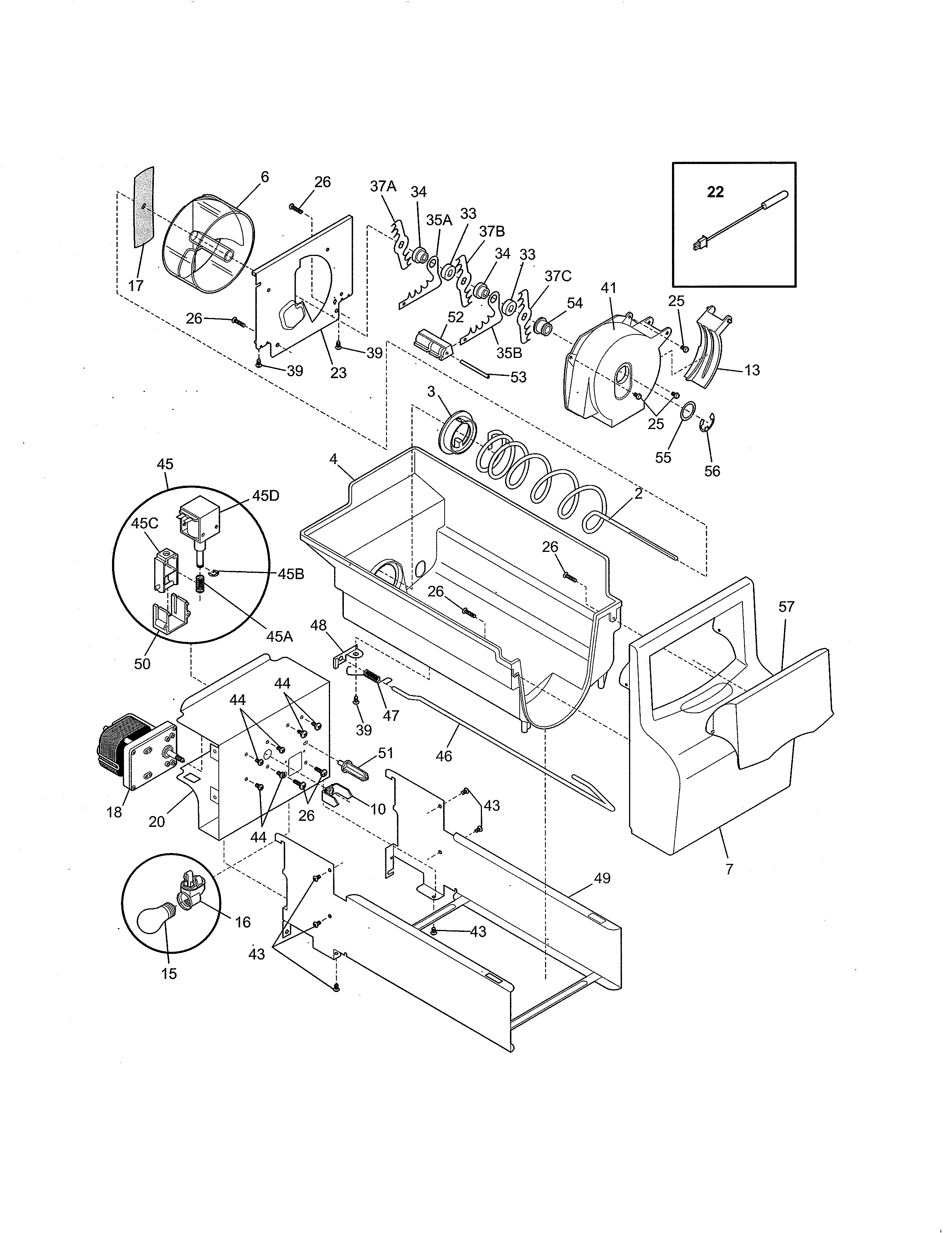 Frigidaire FFHS2611LB7 ice container diagram