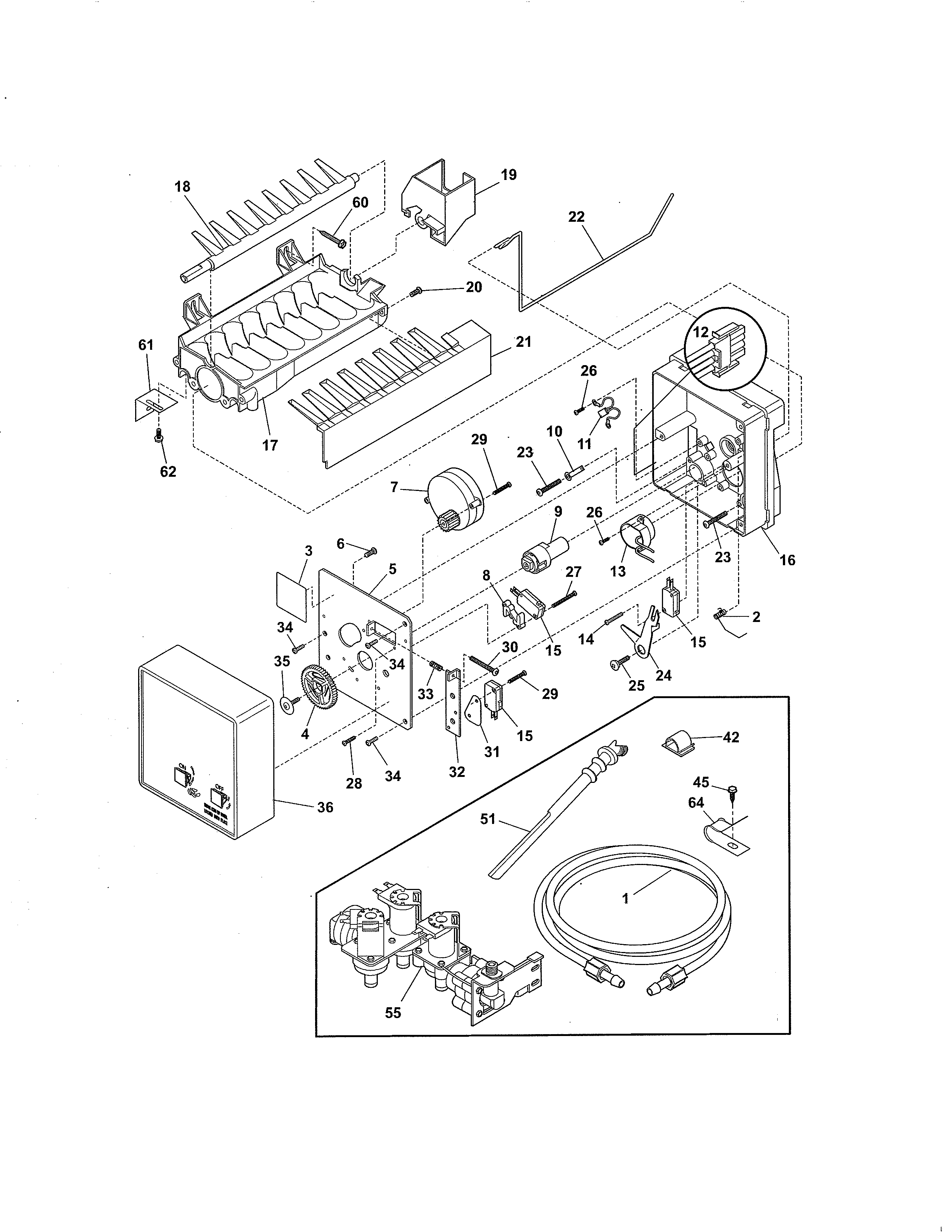 Frigidaire FFHS2611LB7 ice maker diagram