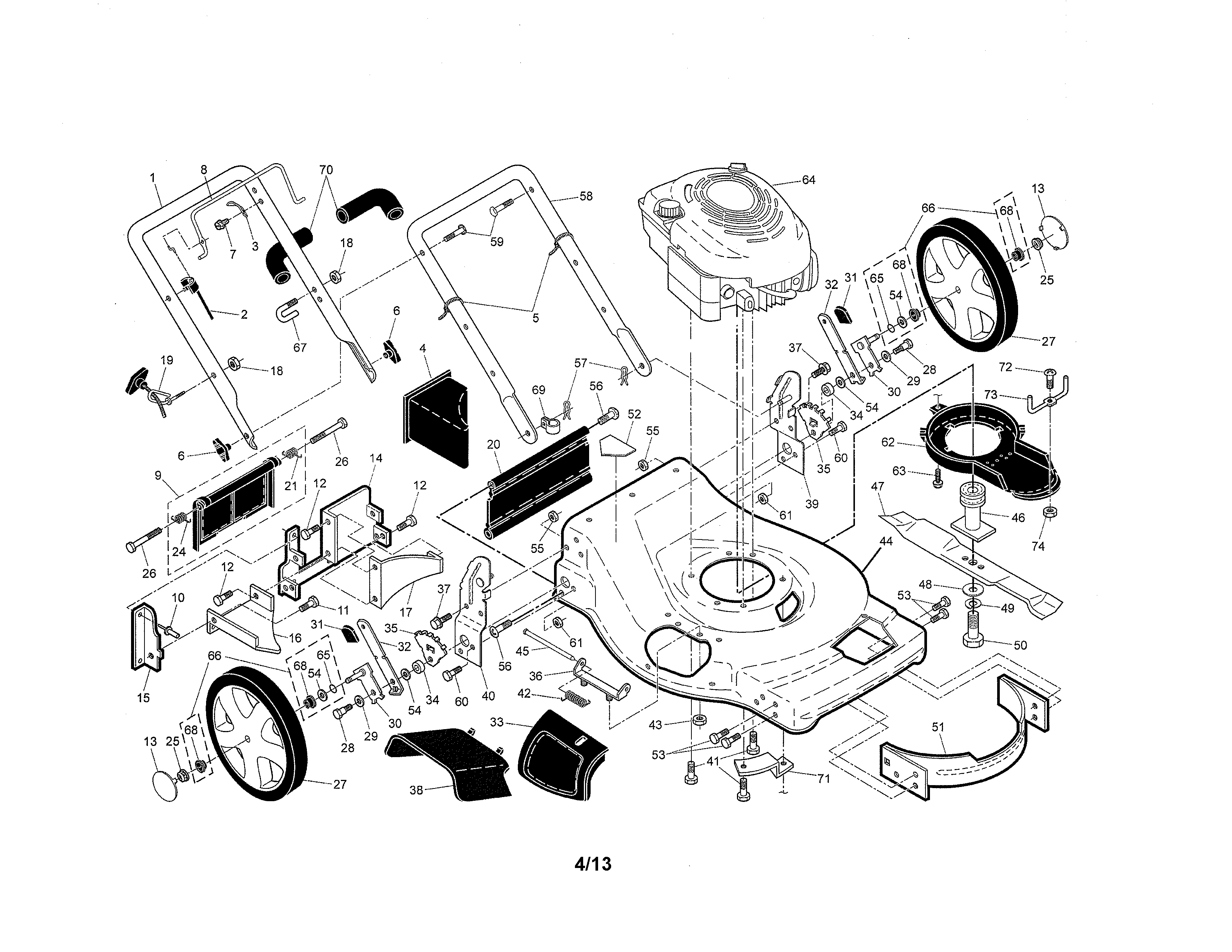 Husqvarna 917375361 engine/housing/handle diagram