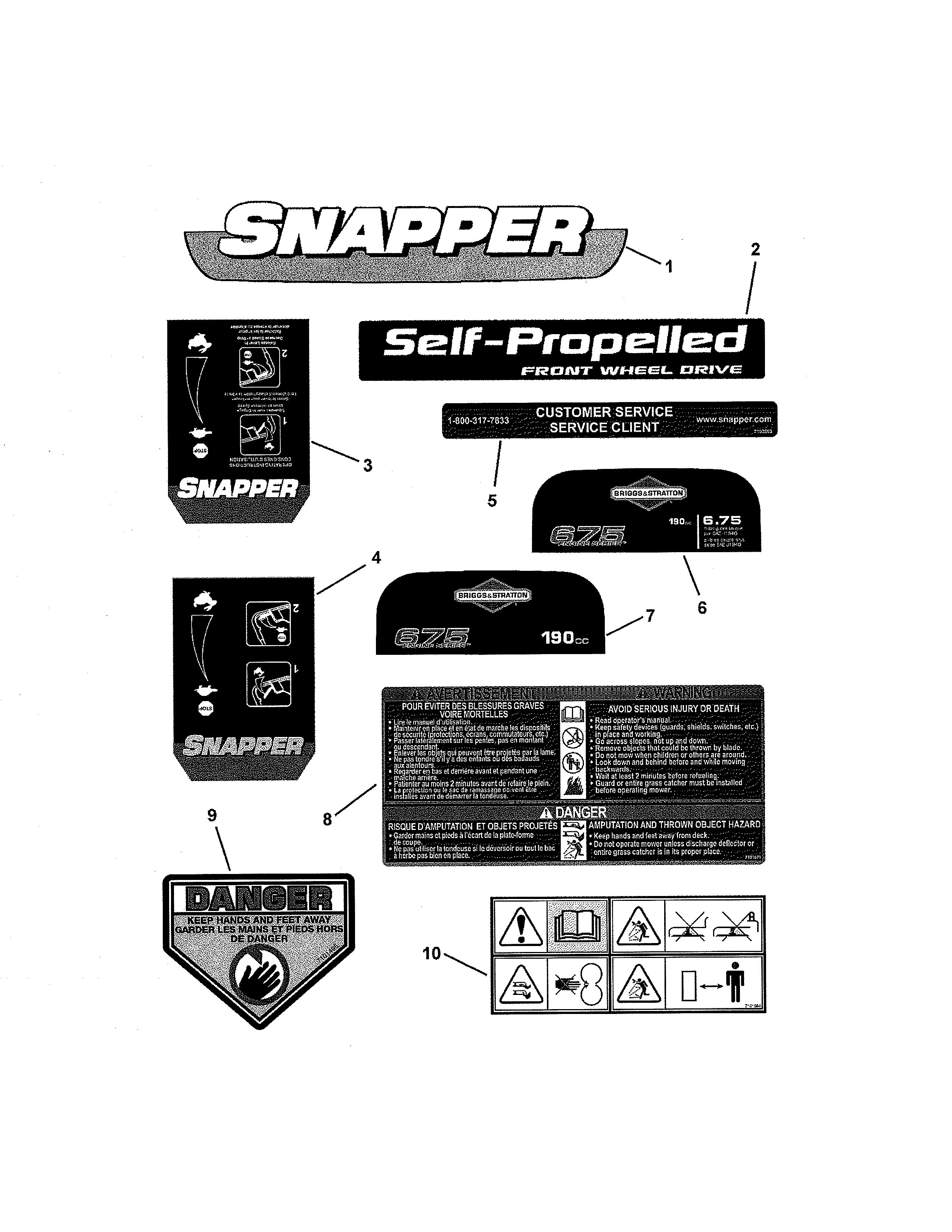 Snapper 7800689 (ESPV22675HW) decals diagram