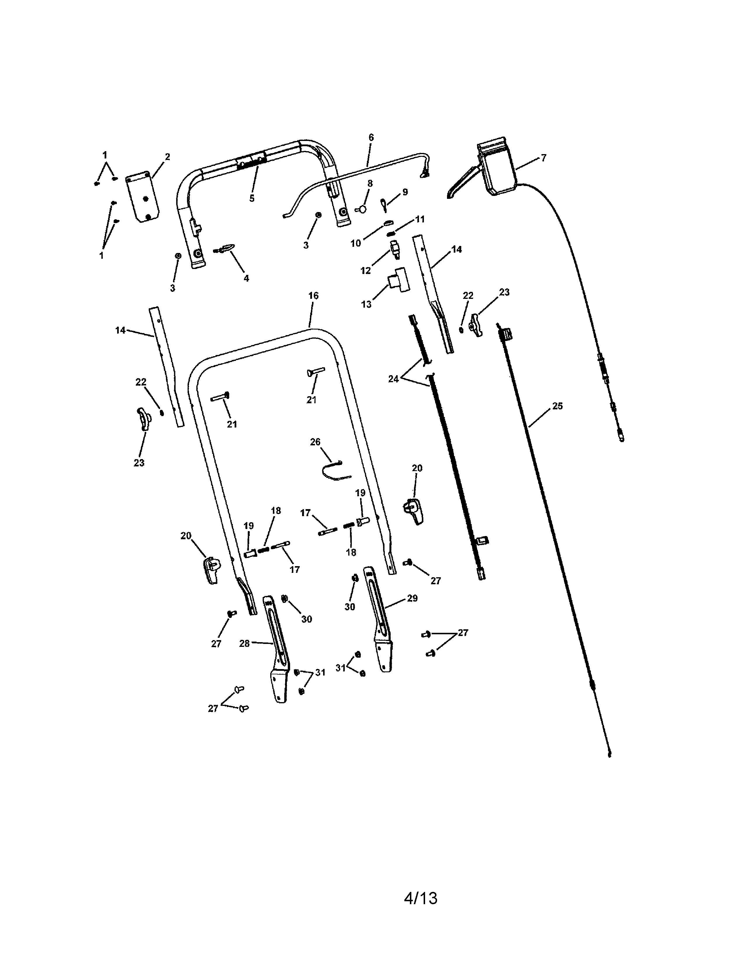 Snapper 7800266 handles/controls diagram