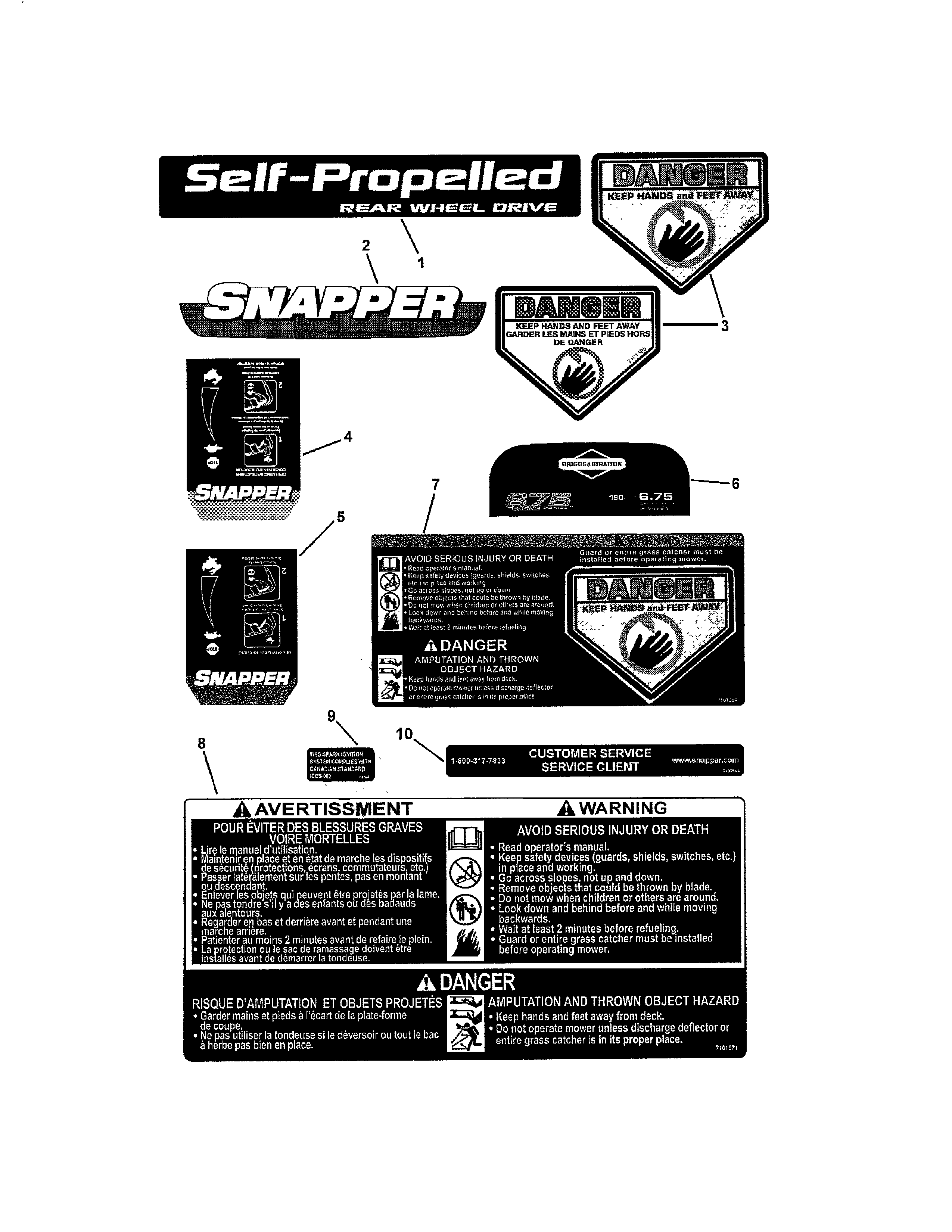 Snapper 7800266 decals diagram