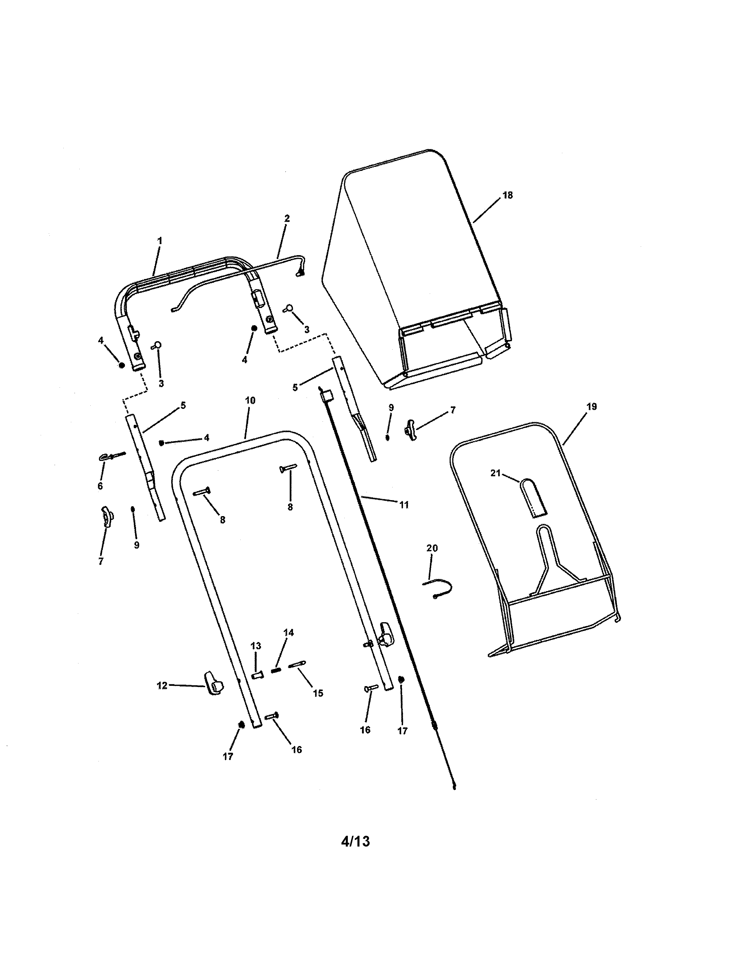 Snapper 7800418 handles & controls (push) diagram