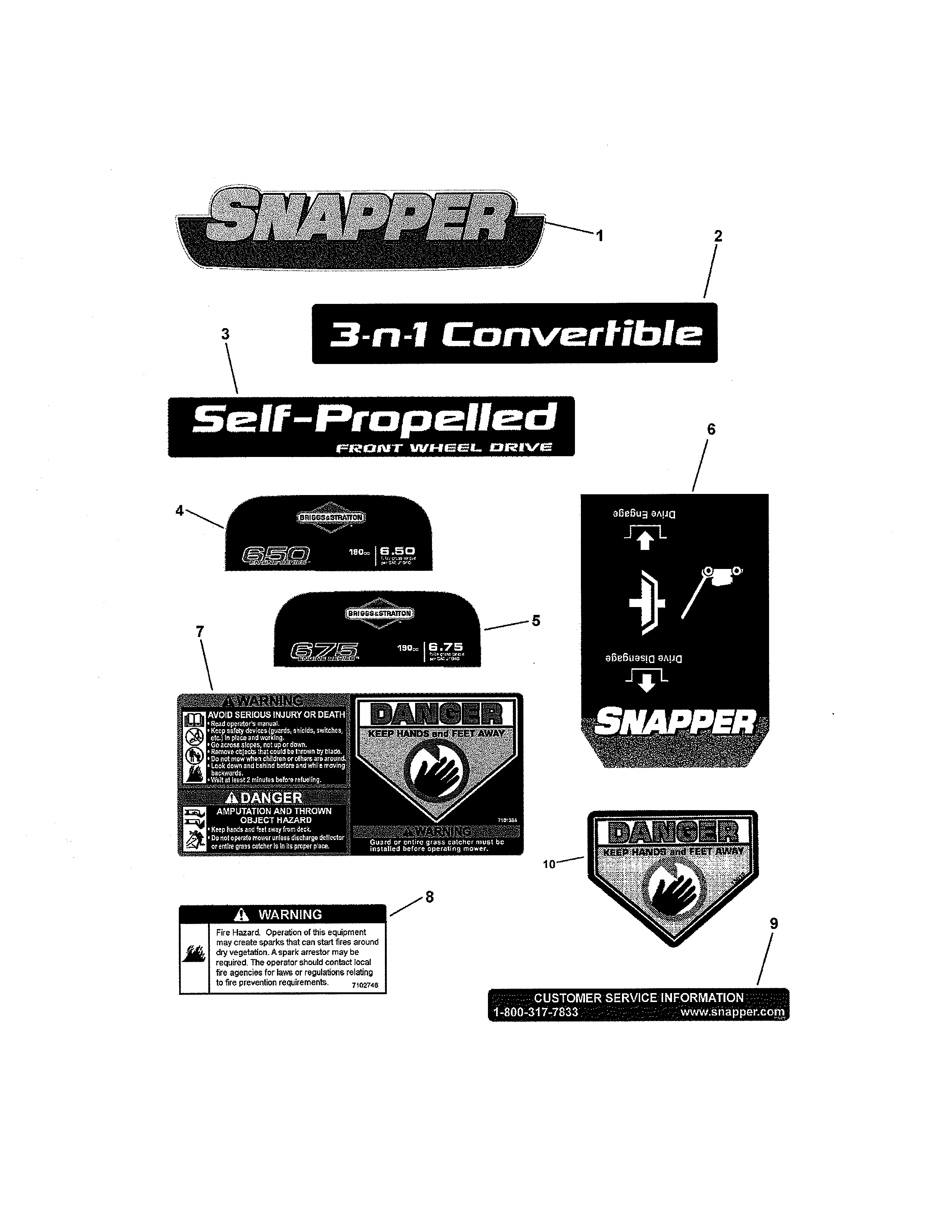 Snapper 7800418 decals diagram