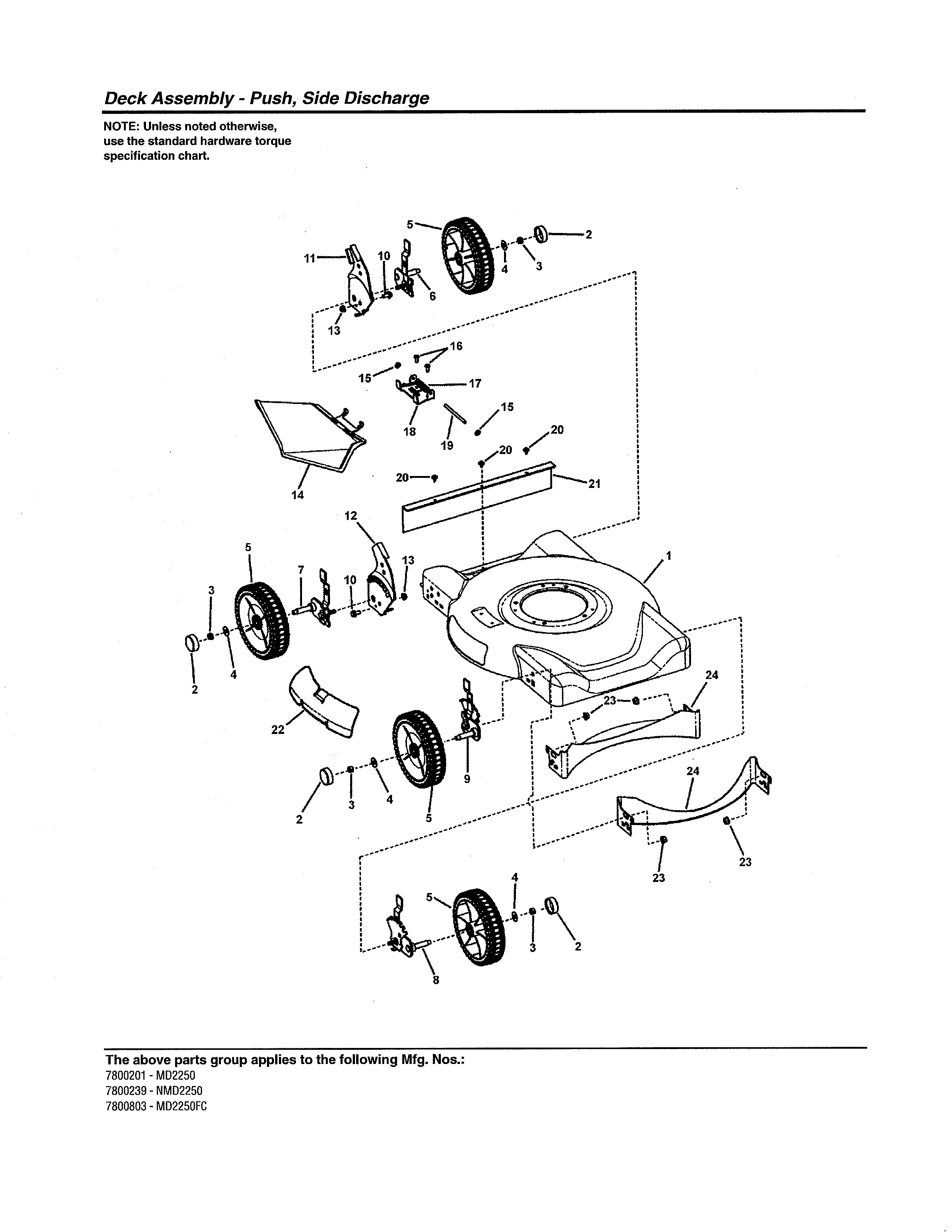 Murray 7800243 deck-push, side discharge diagram