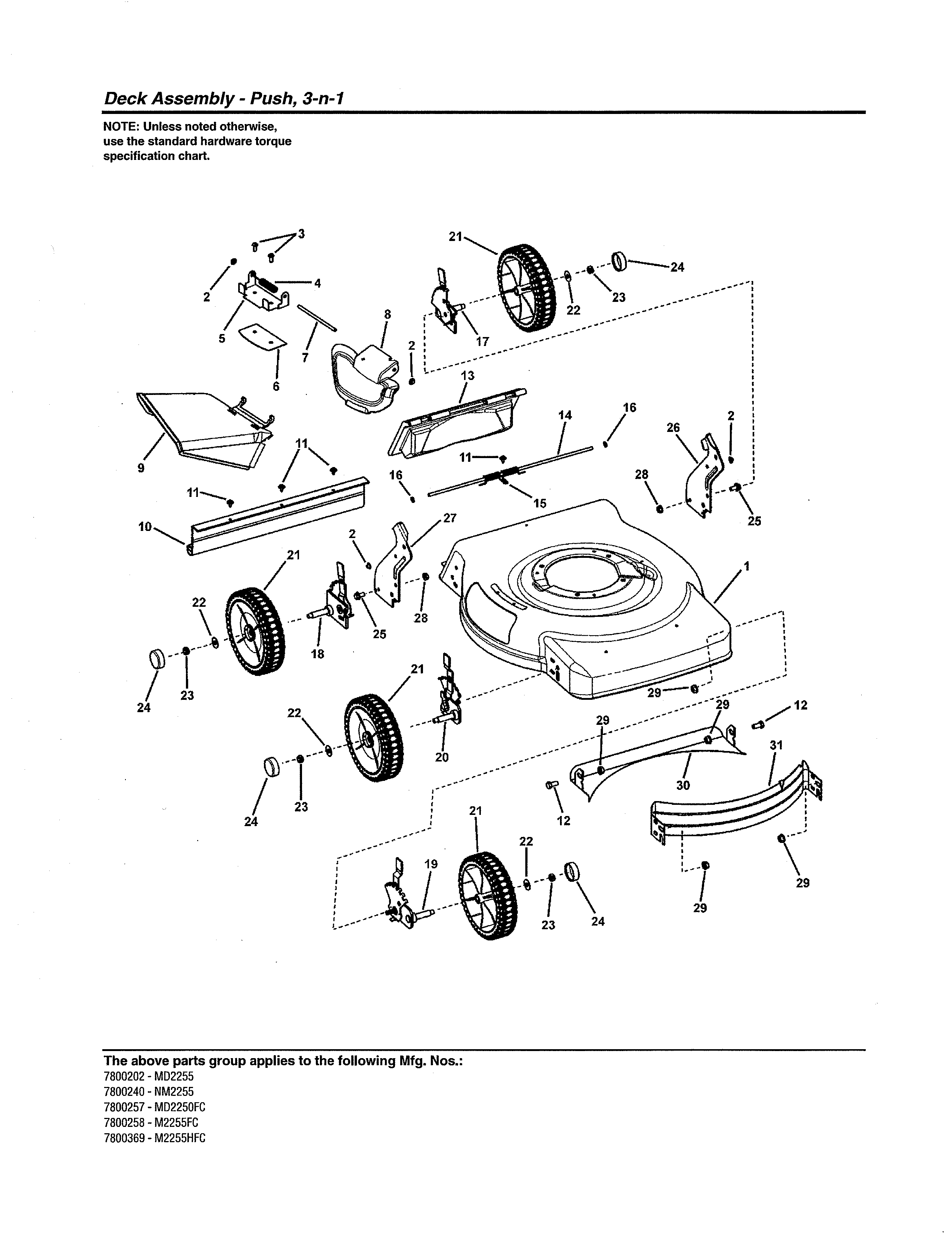 Murray 7800243 deck - push, 3-n-1 diagram