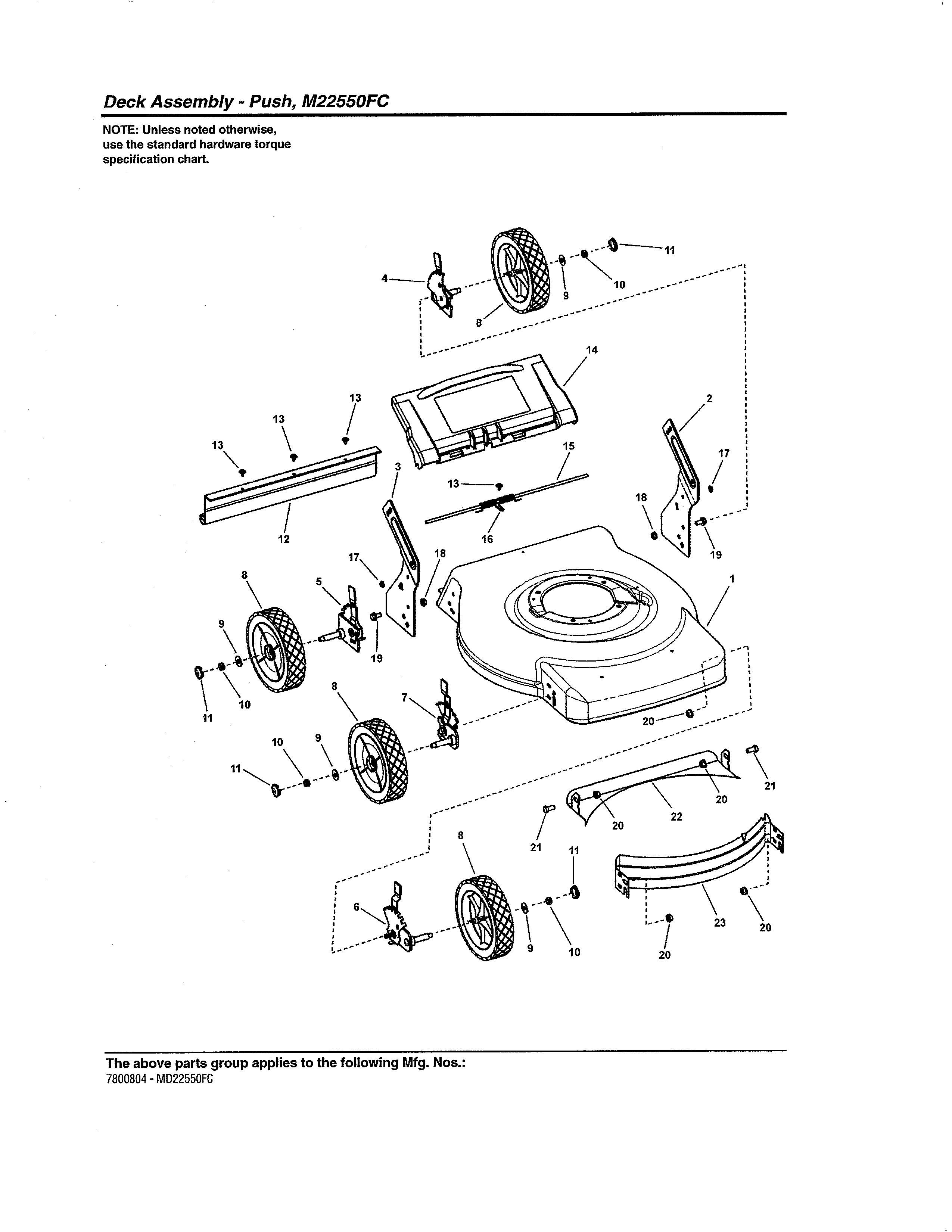 Murray 7800243 deck - push, m22550fc diagram