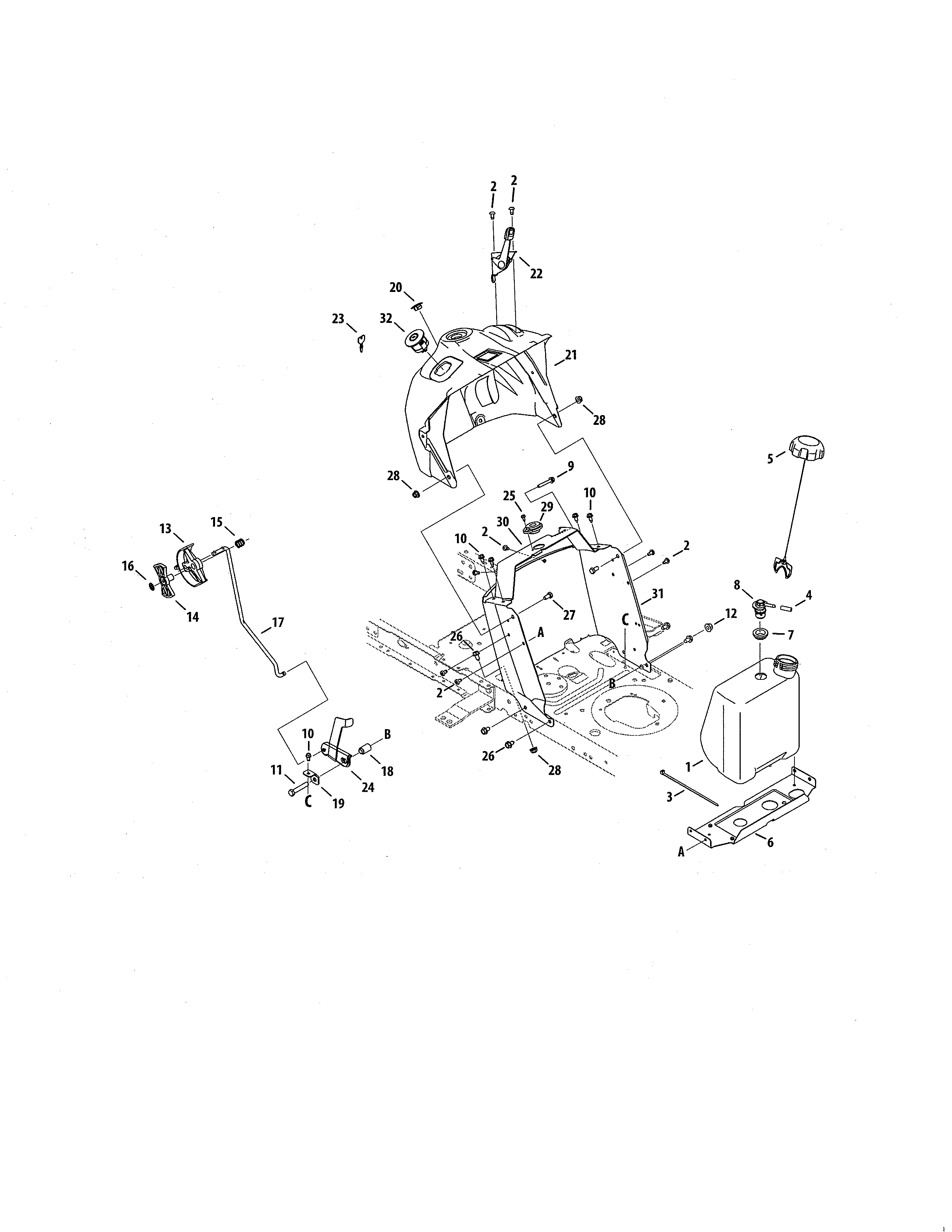 MTD 13AO772S055 l style dash diagram